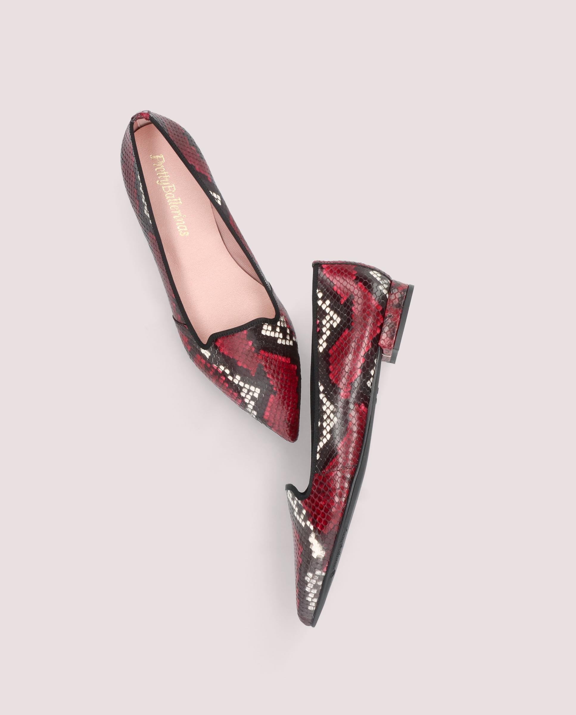 Clementine Red Loafers with Printed Leathers