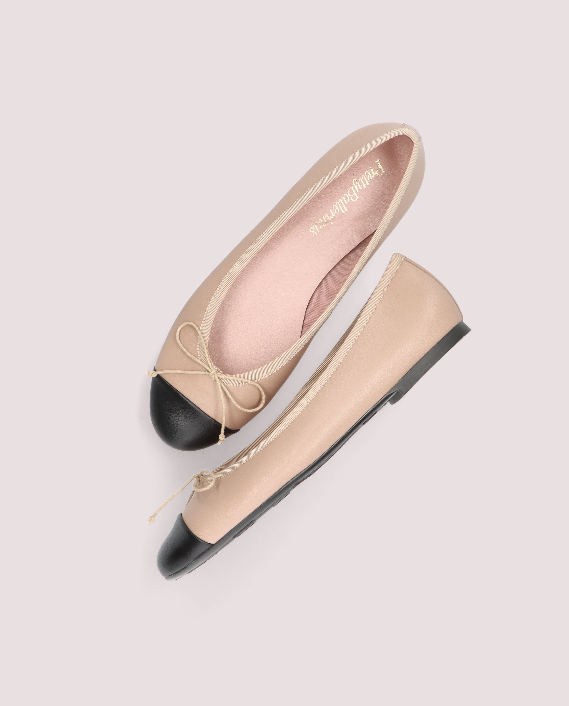 Nicole Beige Leather Ballet Flats