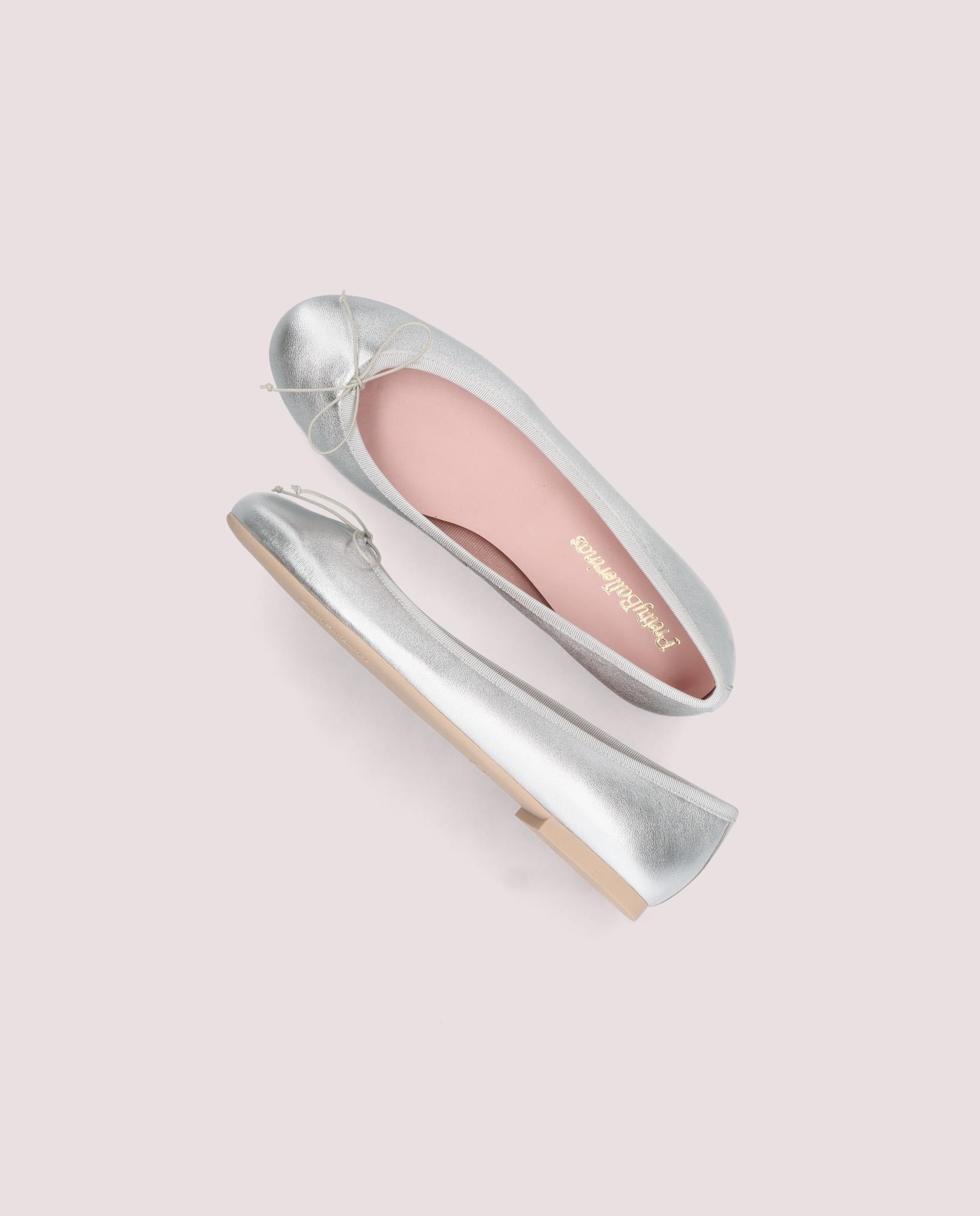 Nicole Silver Metallic Leather Ballerinas Nicole Silver Metallic Leather Ballerinas