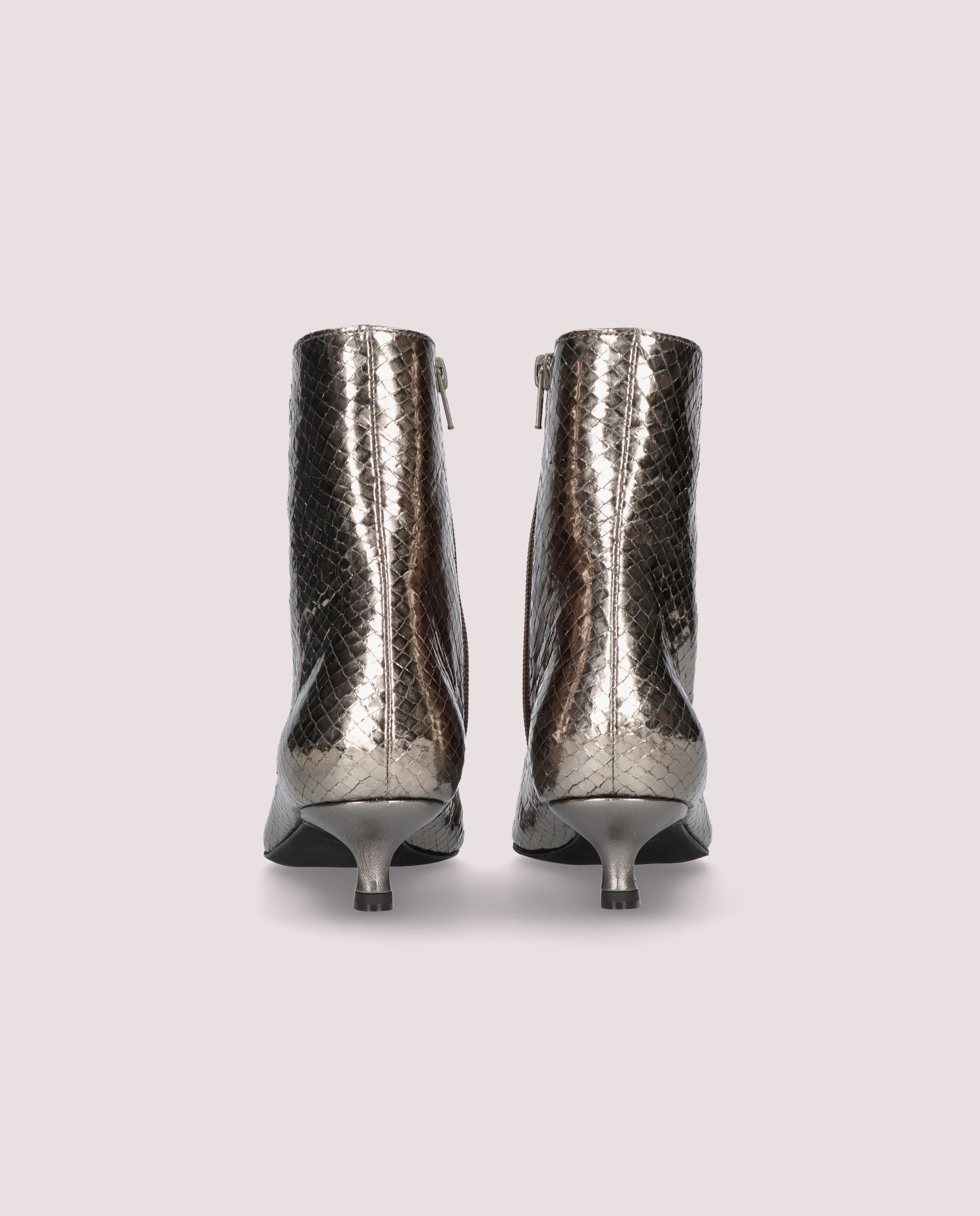 Kendall Silver Ankle Boots Metallic Leather