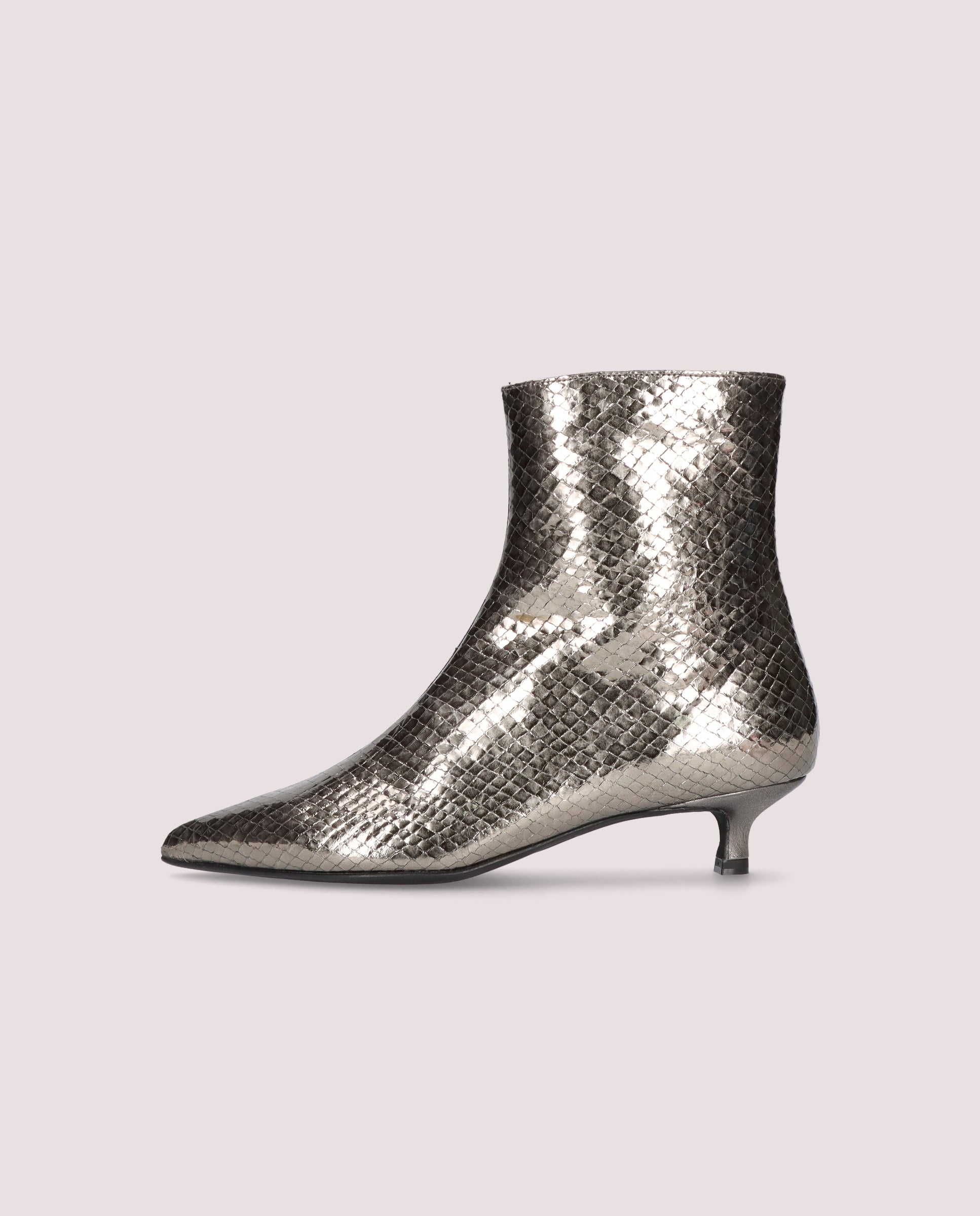 Kendall Silver Ankle Boots Metallic Leather