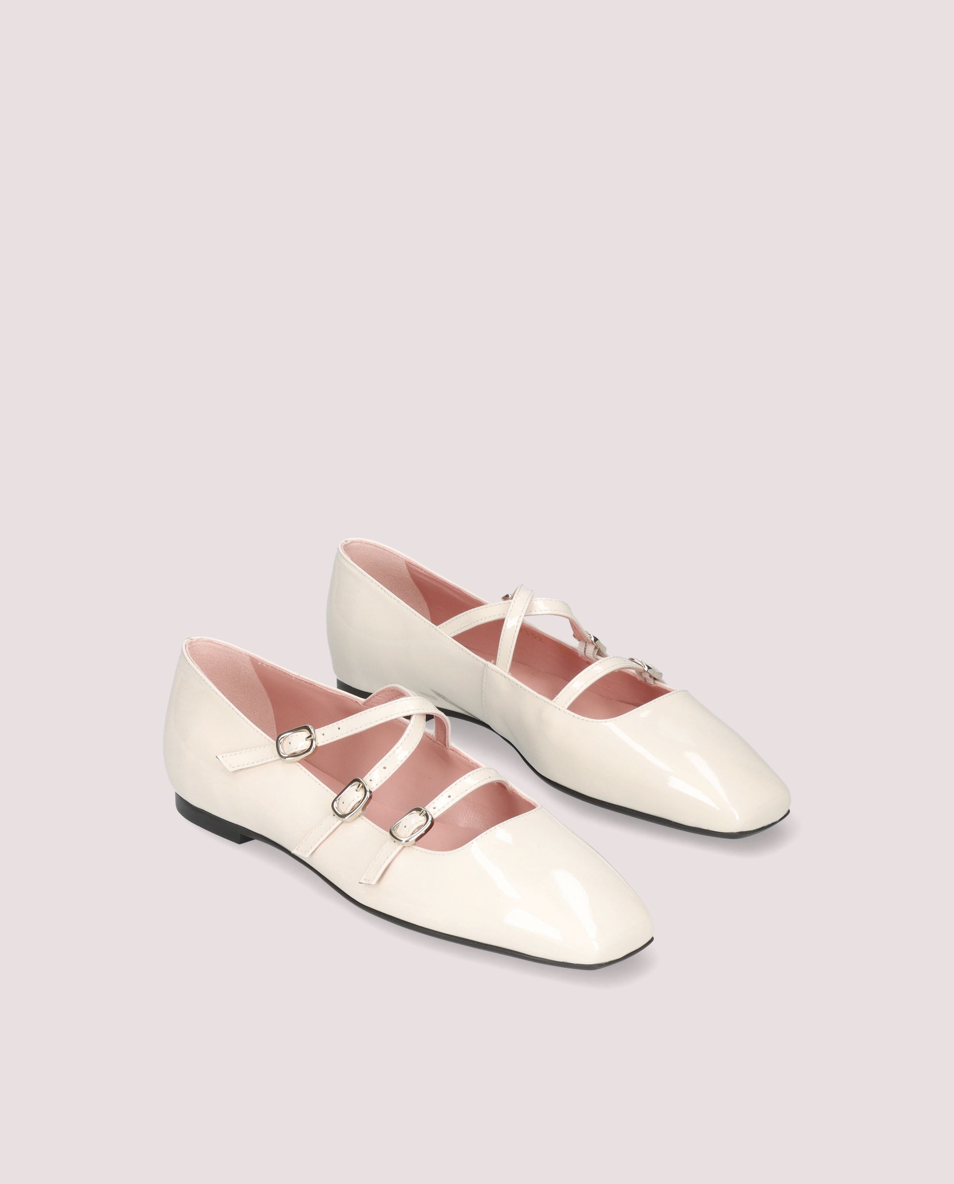 Camille White Patent Leather Ballerinas