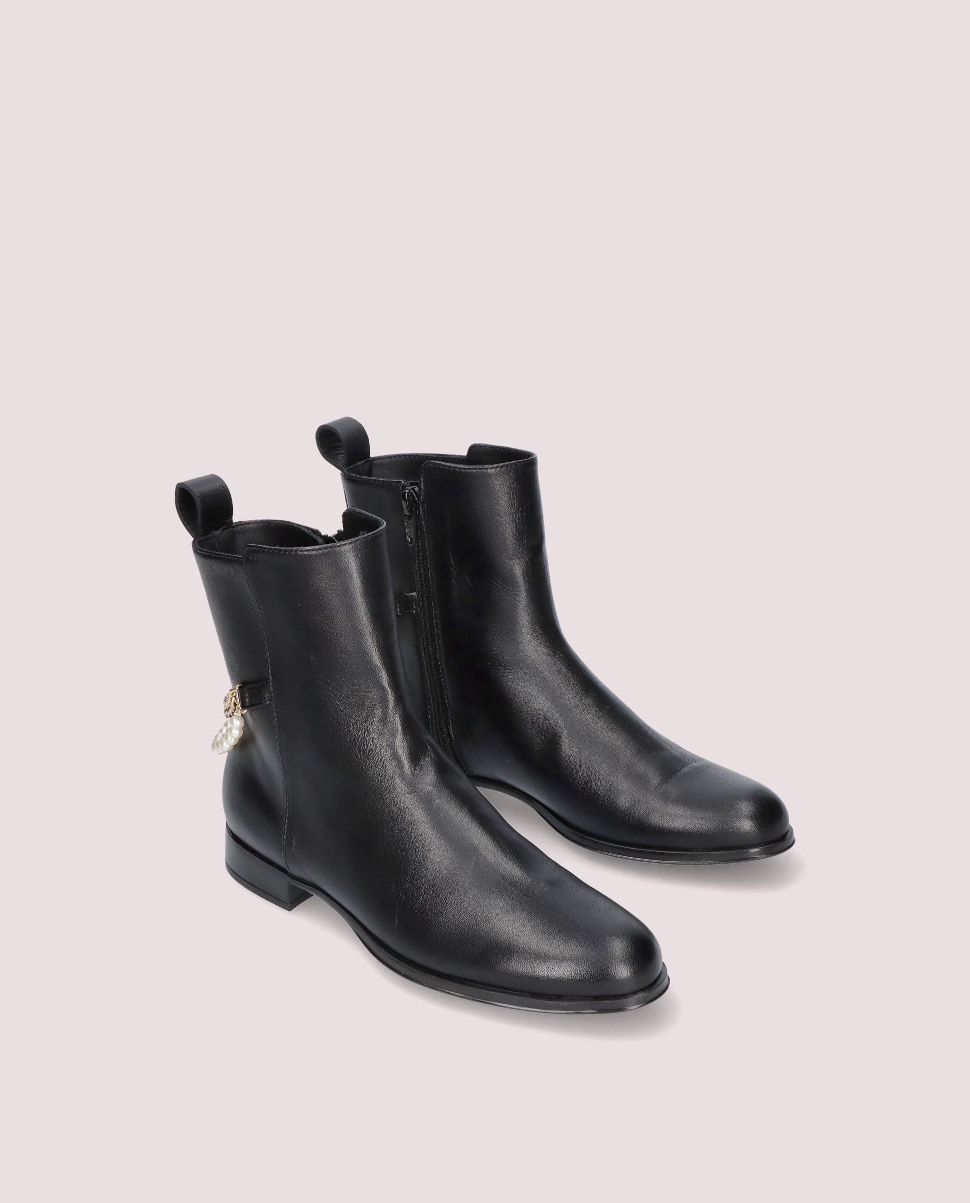 Pat Black Leather Ankle Boots