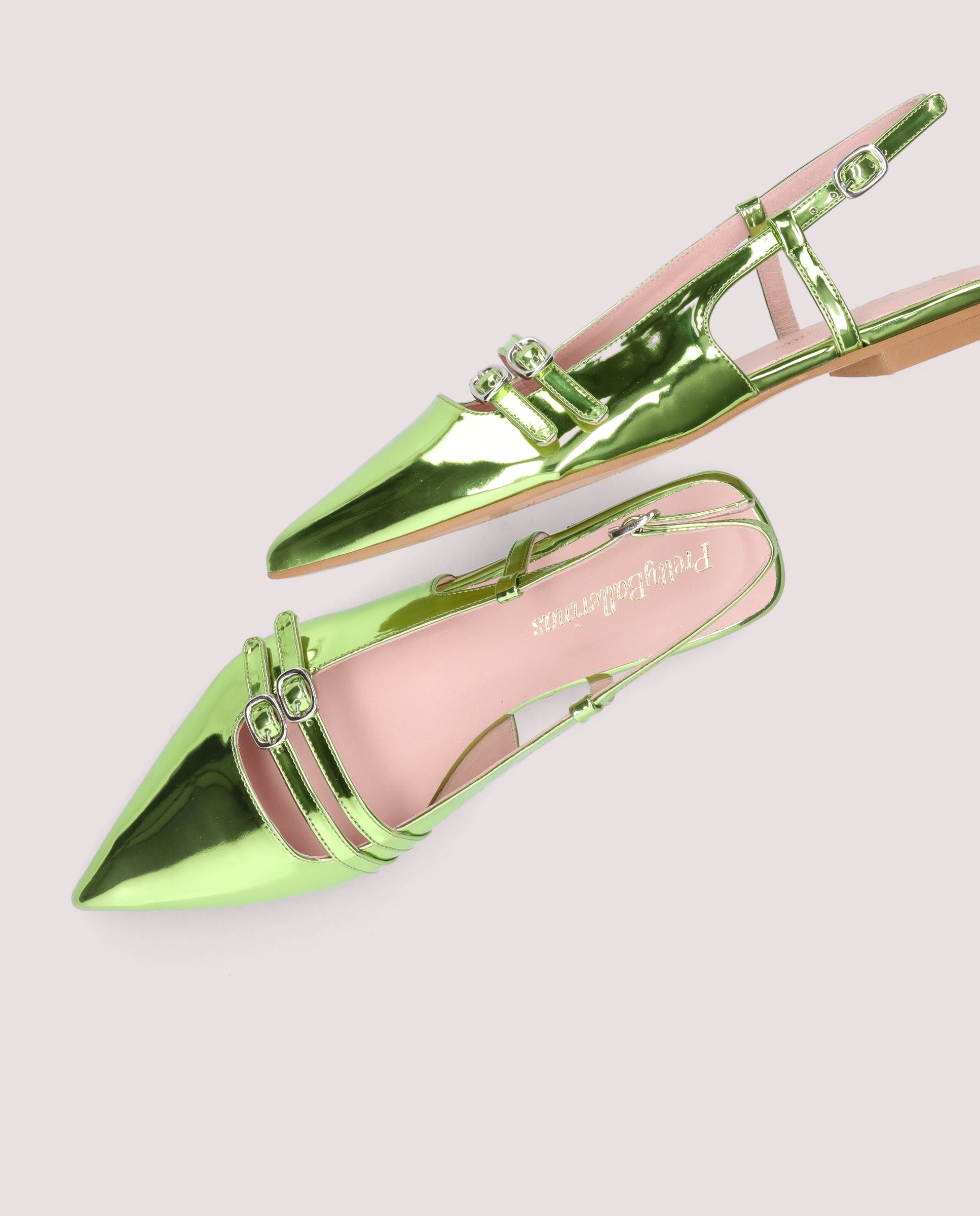 Bailarinas Yvette Verdes Tejidos metalizados