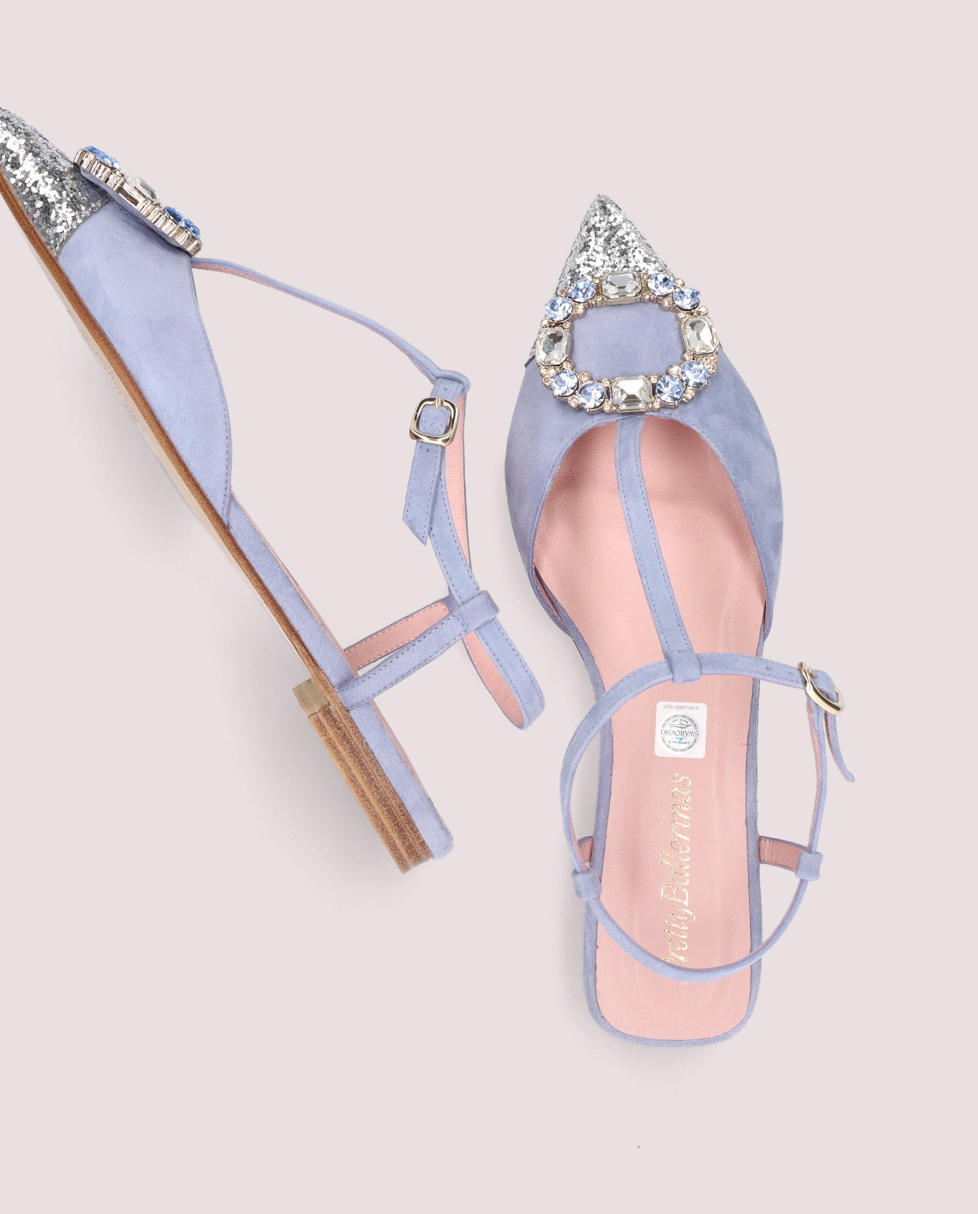 Yvette Blue Suede Ballerinas