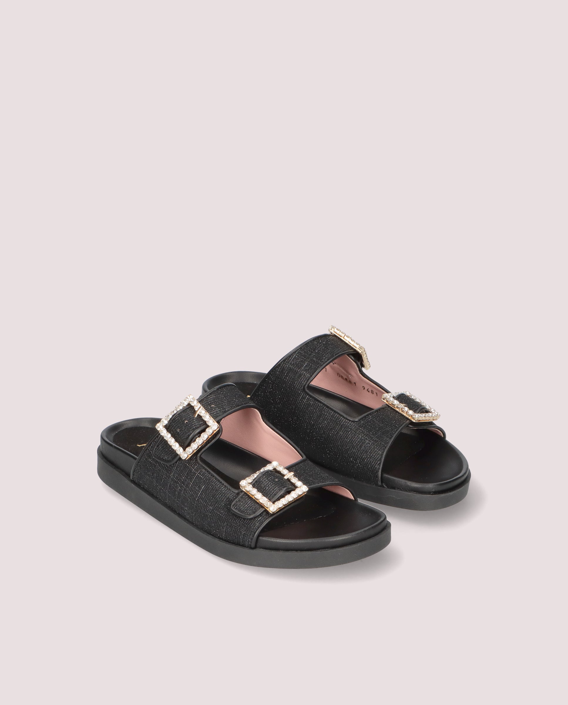 Singer Sandals Black Metallic Fabrics