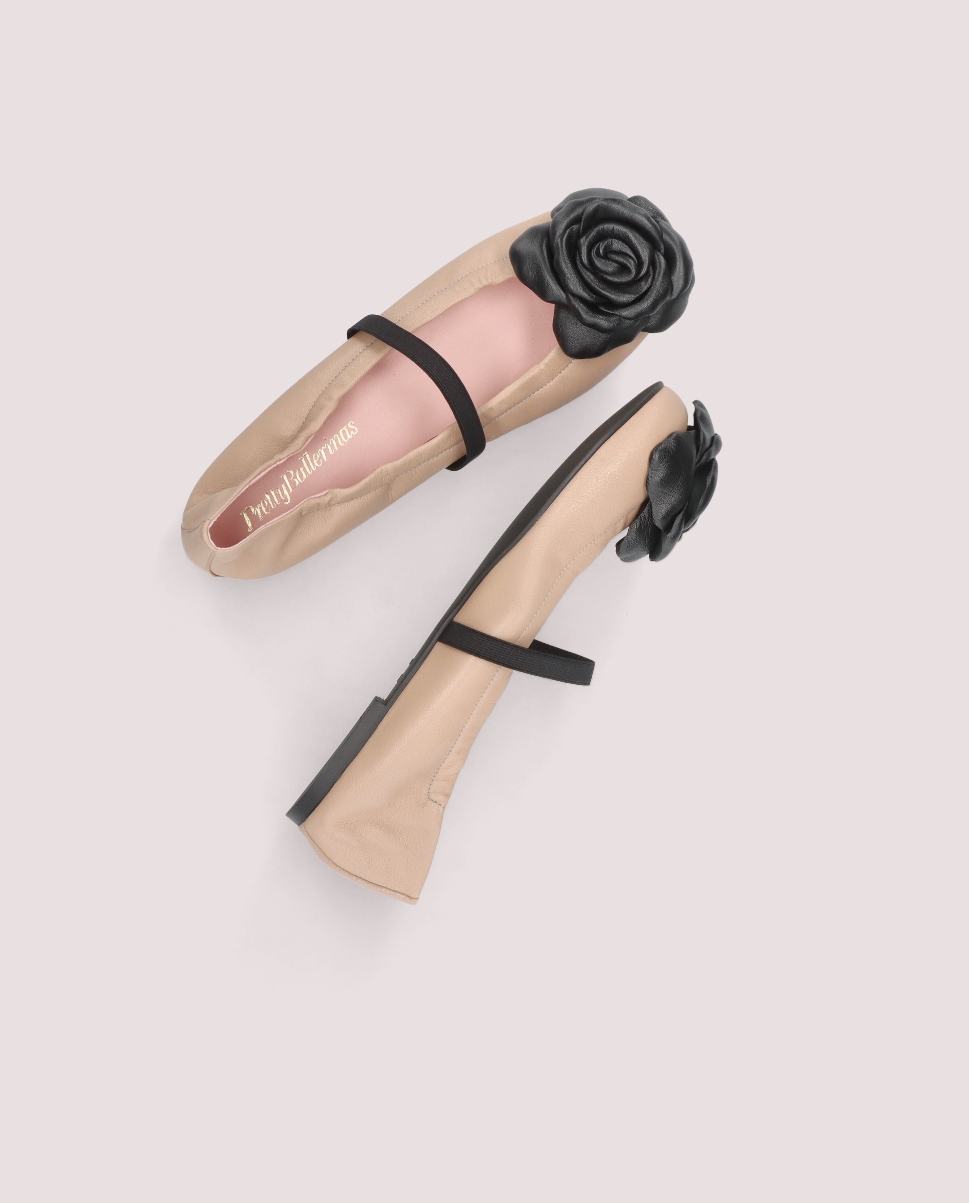 Rosario Beige Leather Ballerinas