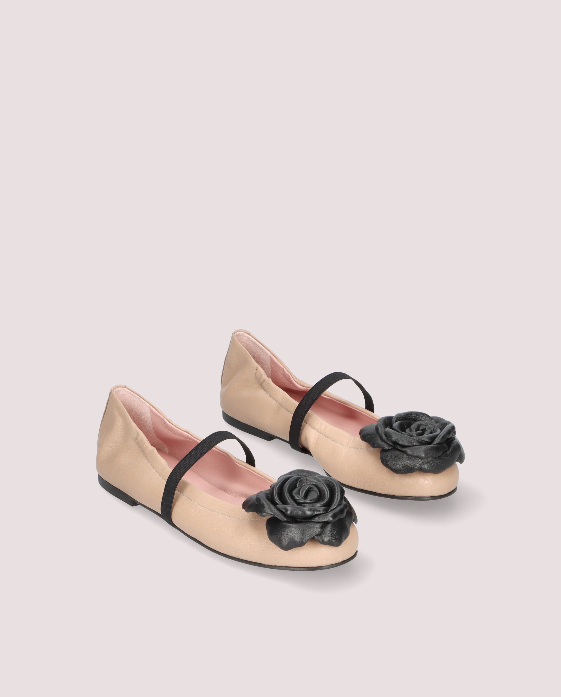 Rosario Beige Leather Ballerinas