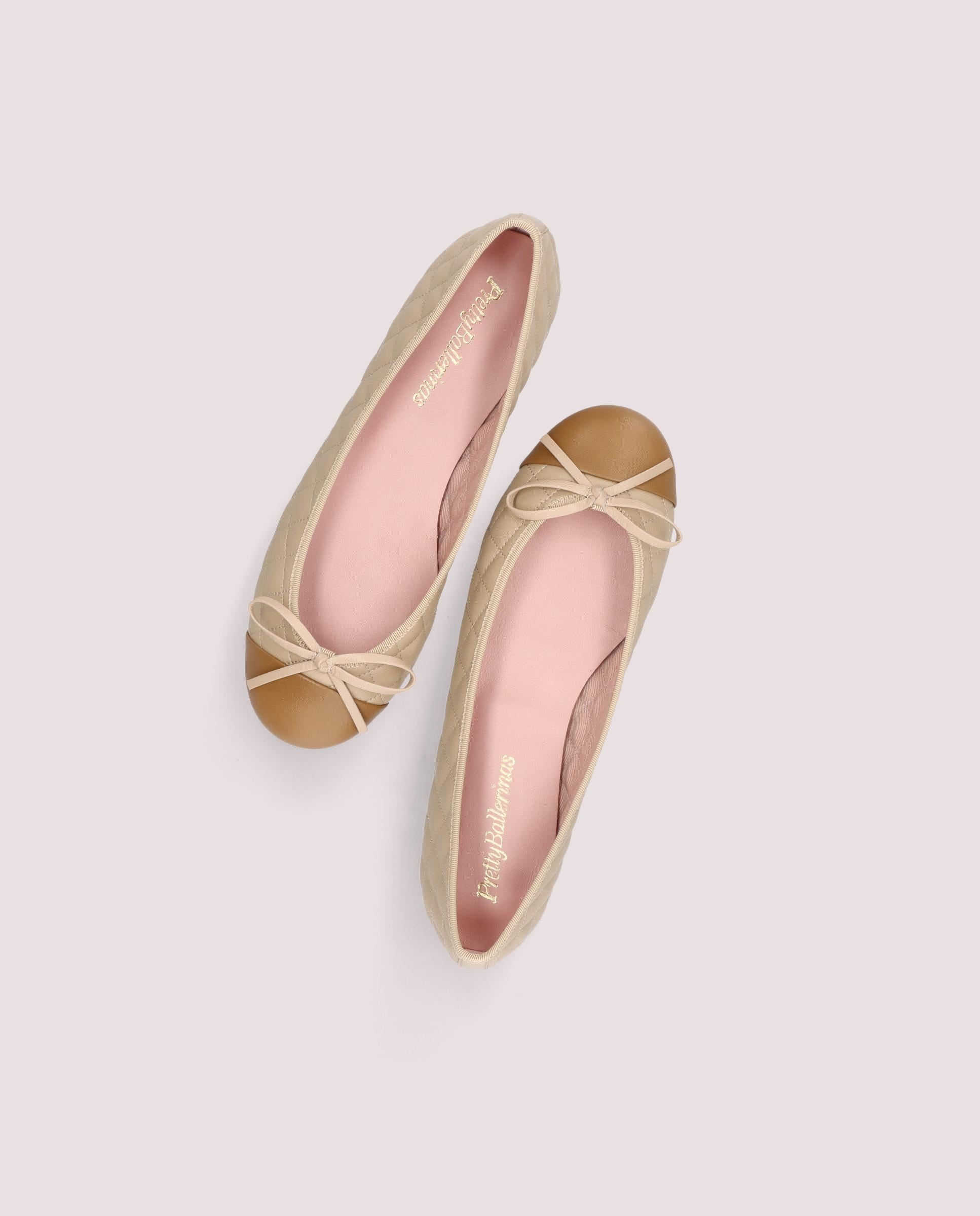 Rosario Beige Leather Ballerinas
