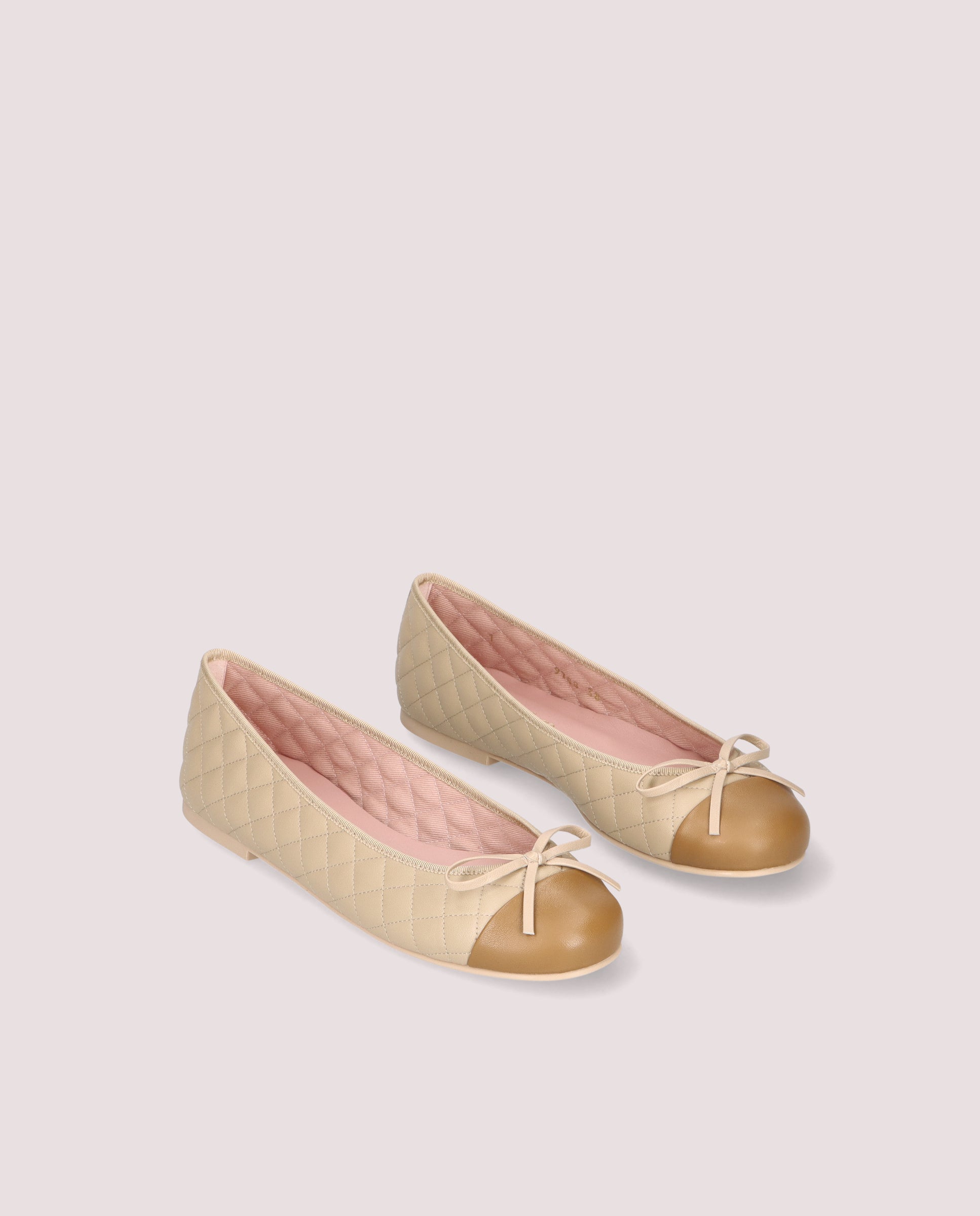 Rosario Beige Leather Ballerinas