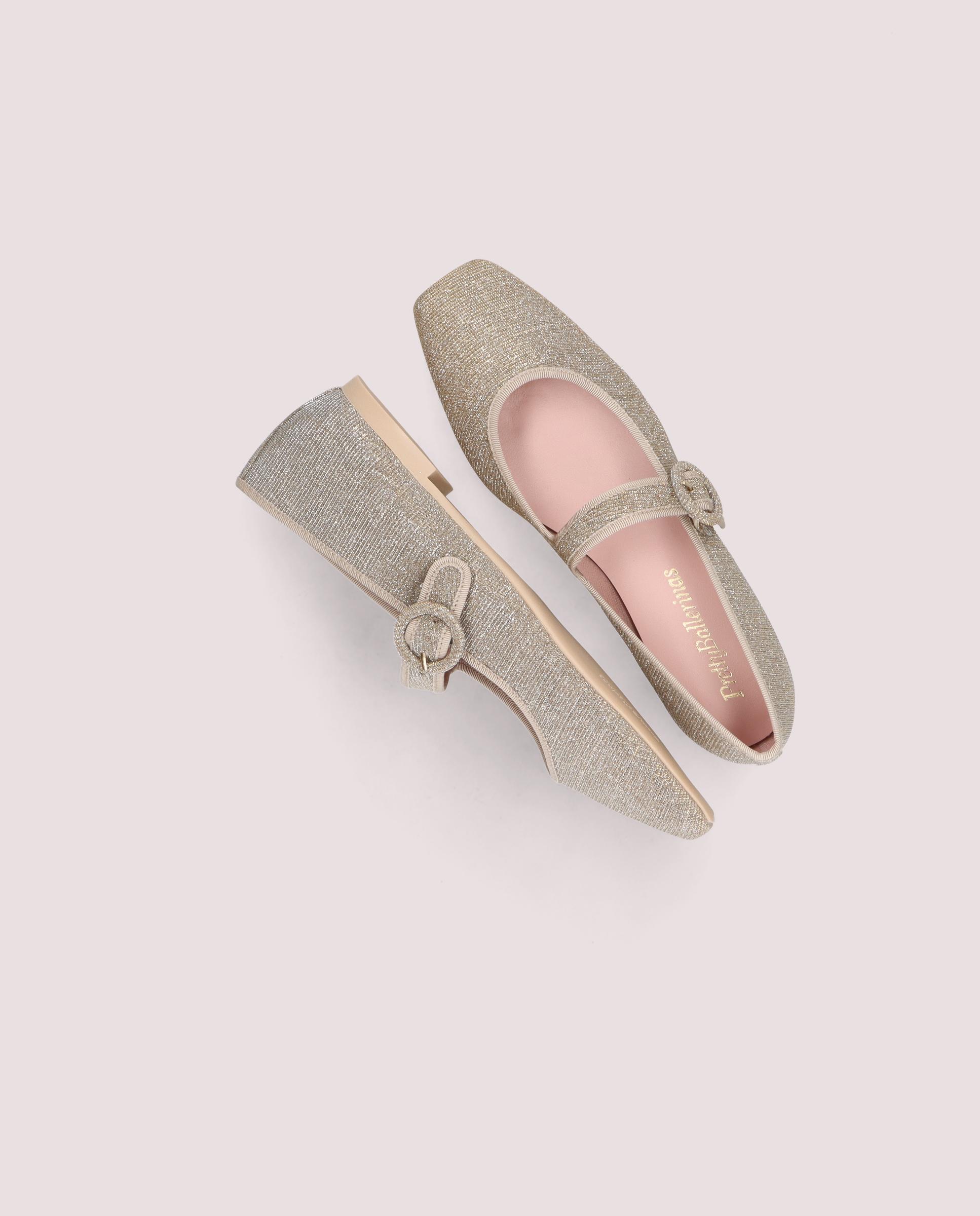 Camille Metallic Woven Silver Ballerinas