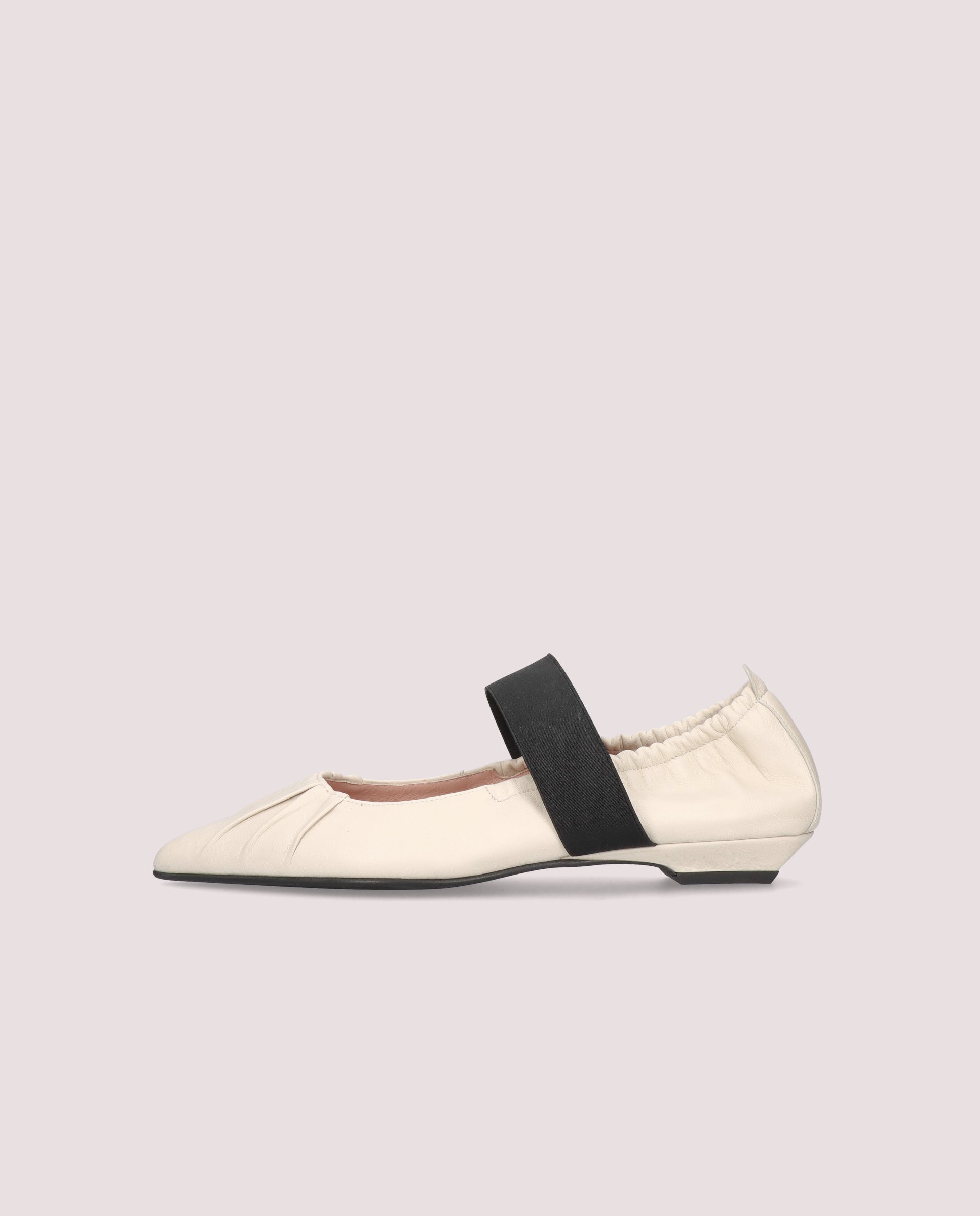 Kamala White Leather Ballerinas