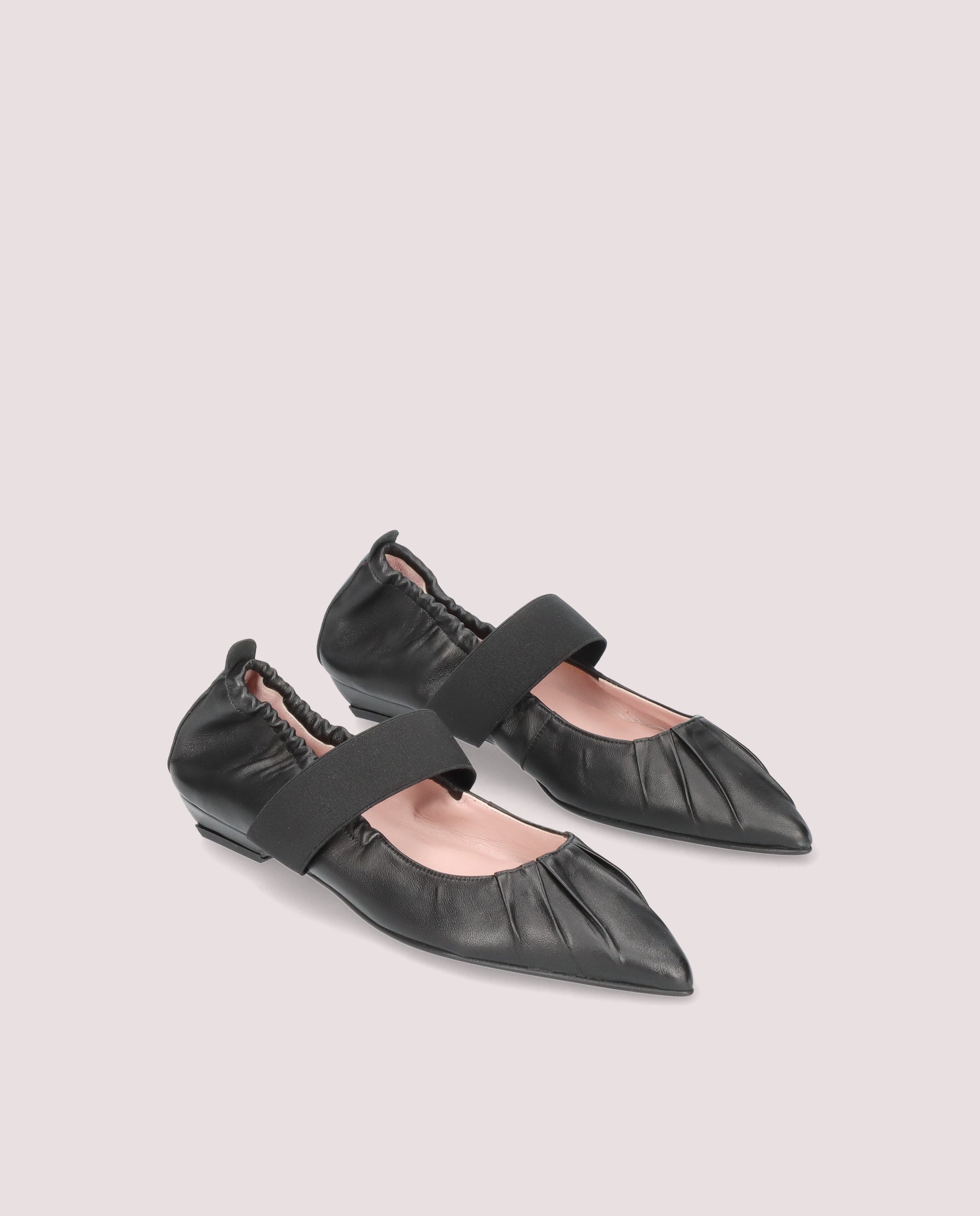 Kamala Black Leather Ballerinas