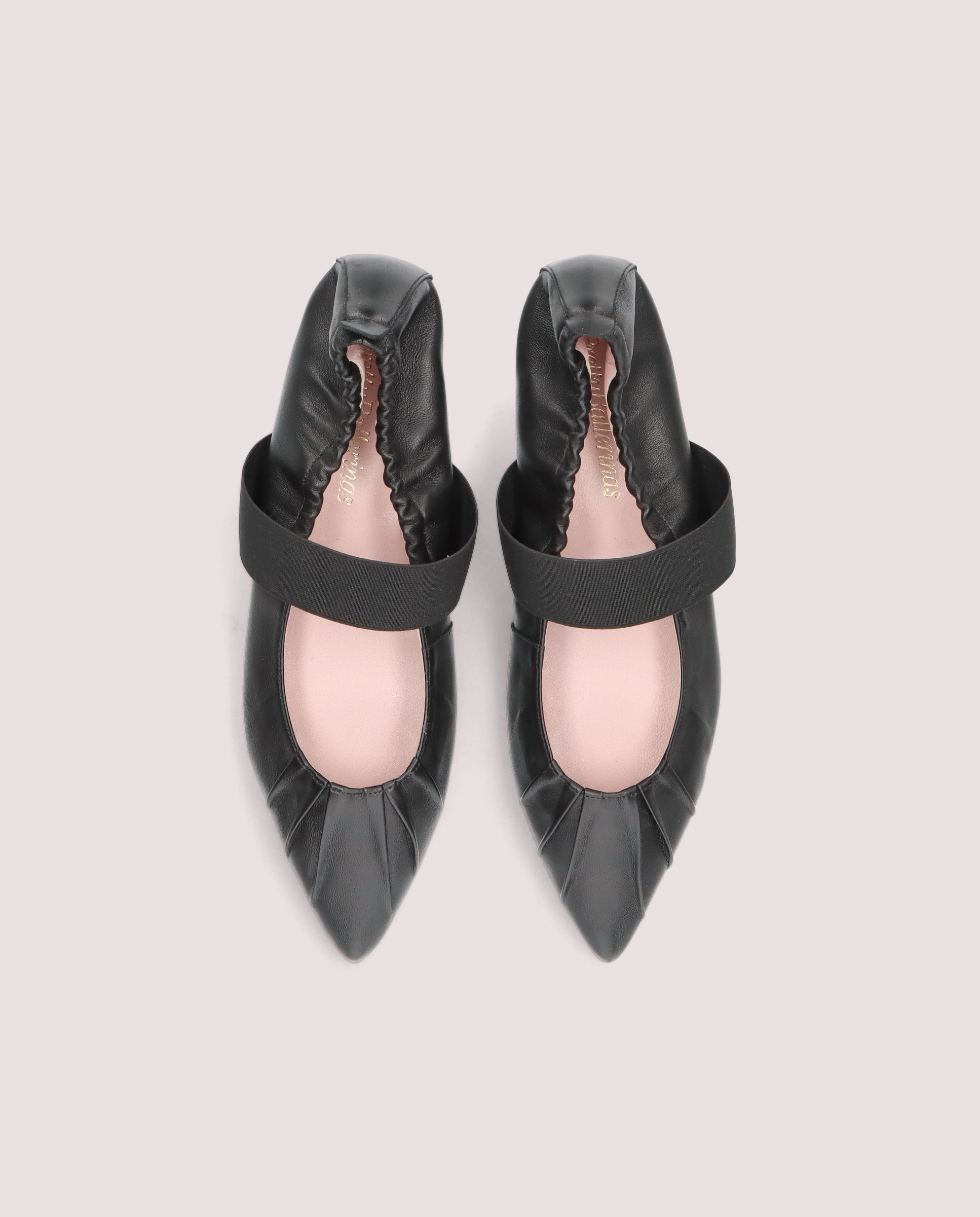Kamala Black Leather Ballerinas