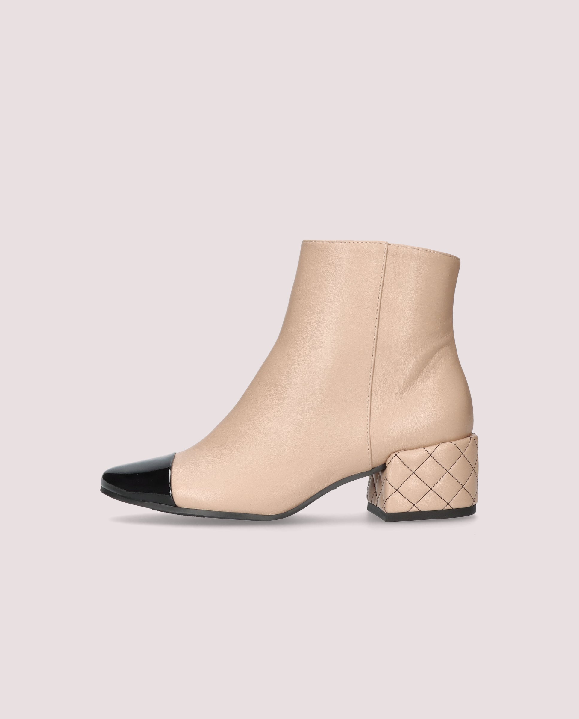 Jendayi Beige Leather Ankle Boots