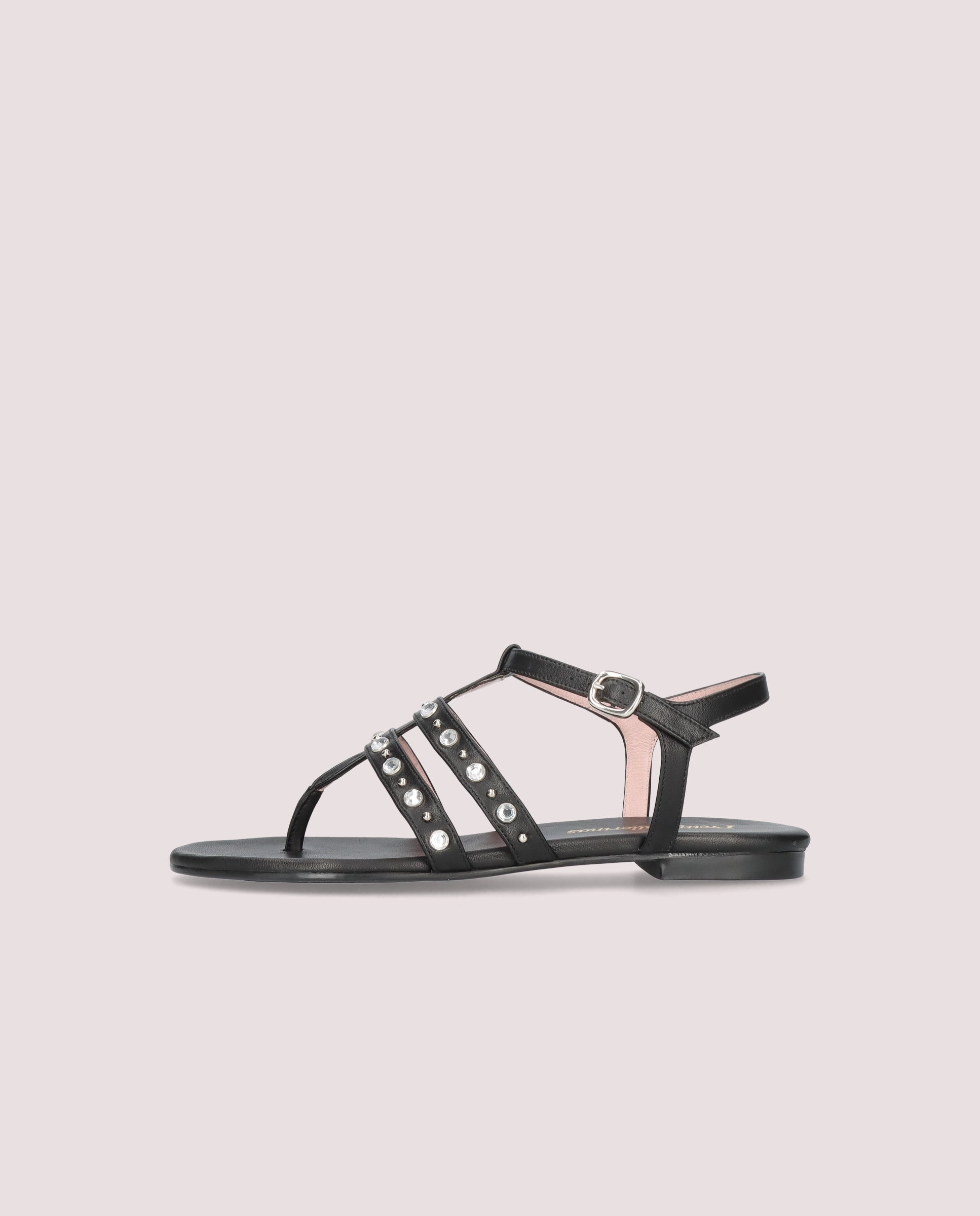 Judy Black Leather Sandals