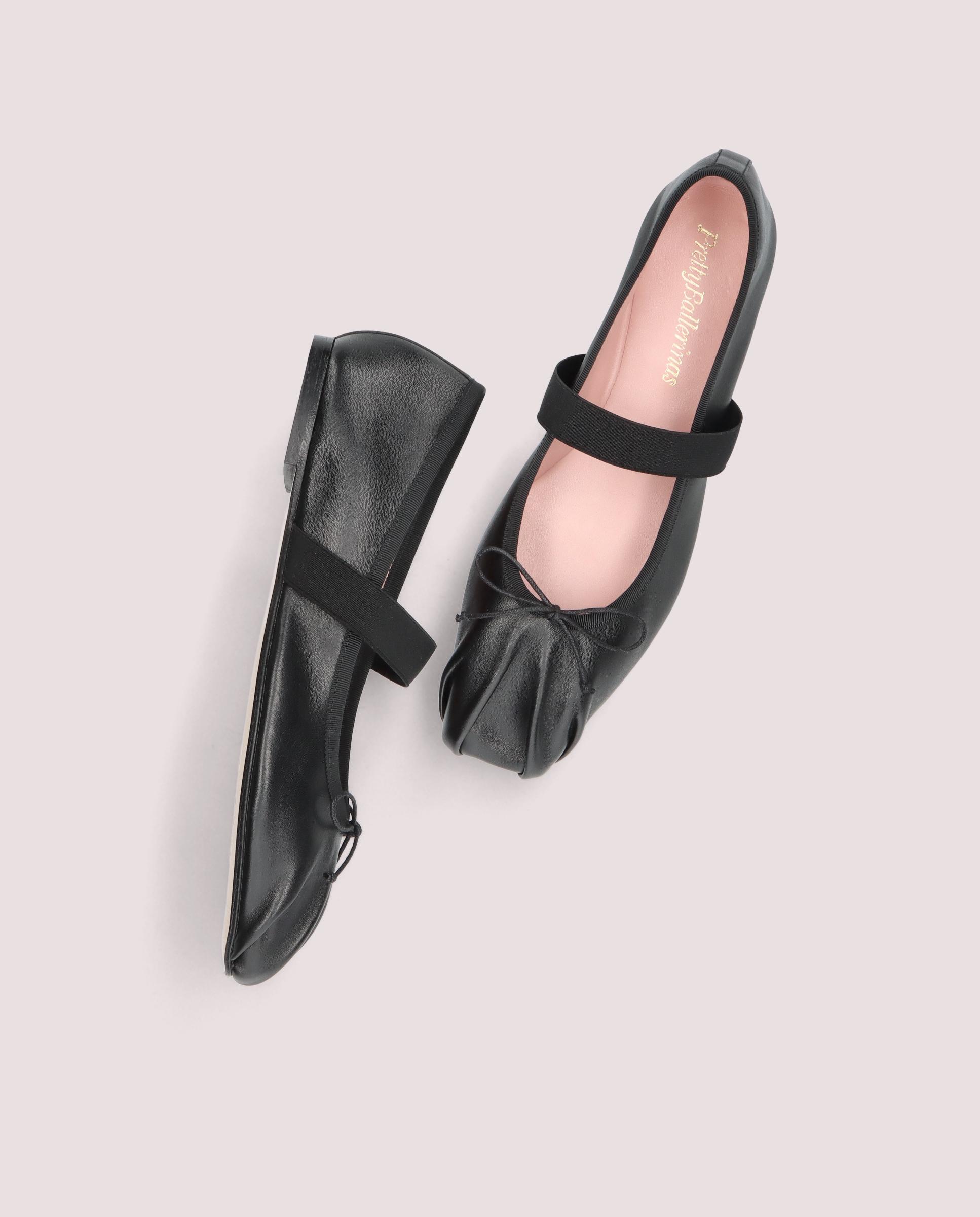 Camille Black Leather Ballet Flats