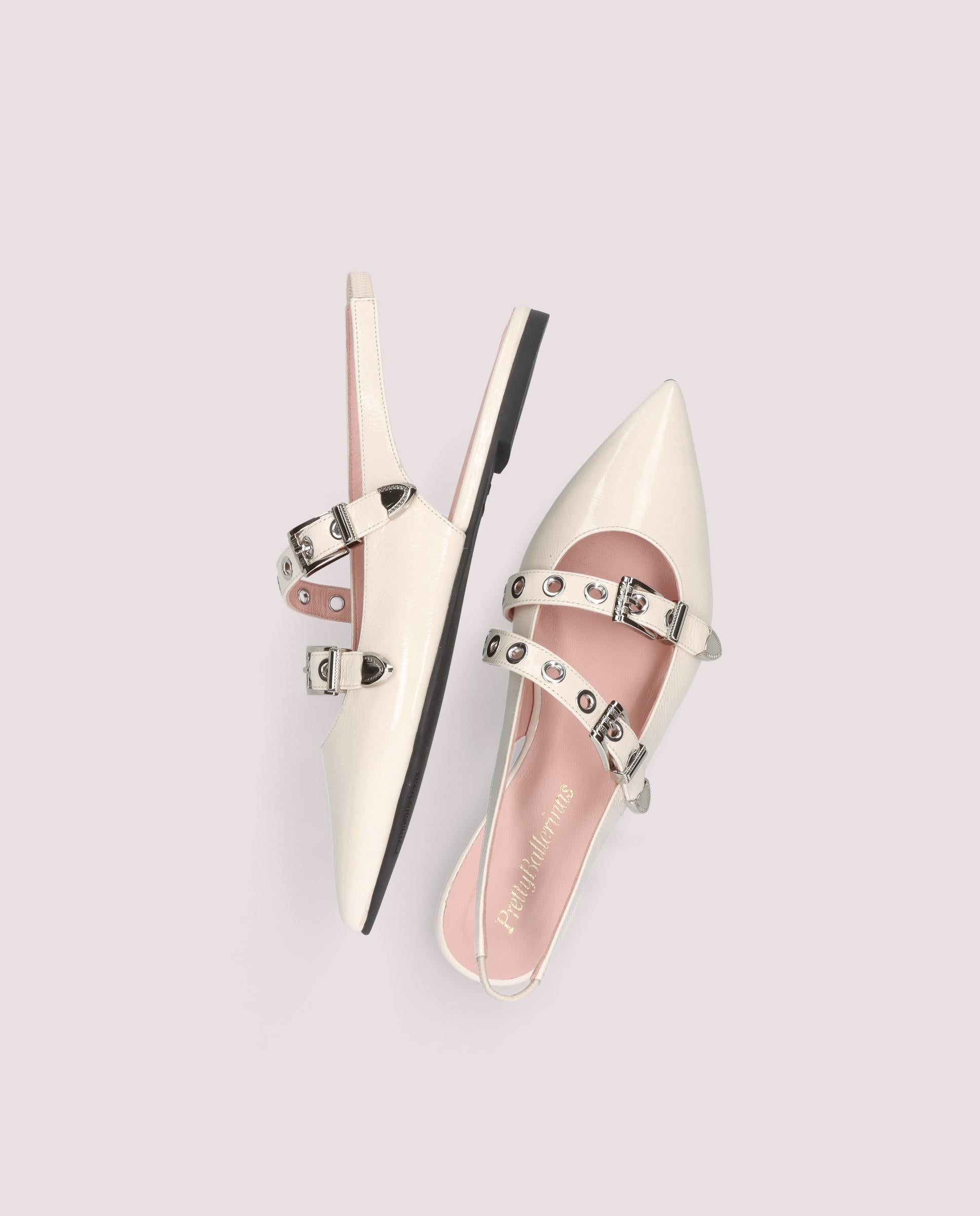 Ella White Patent Leather Ballerinas