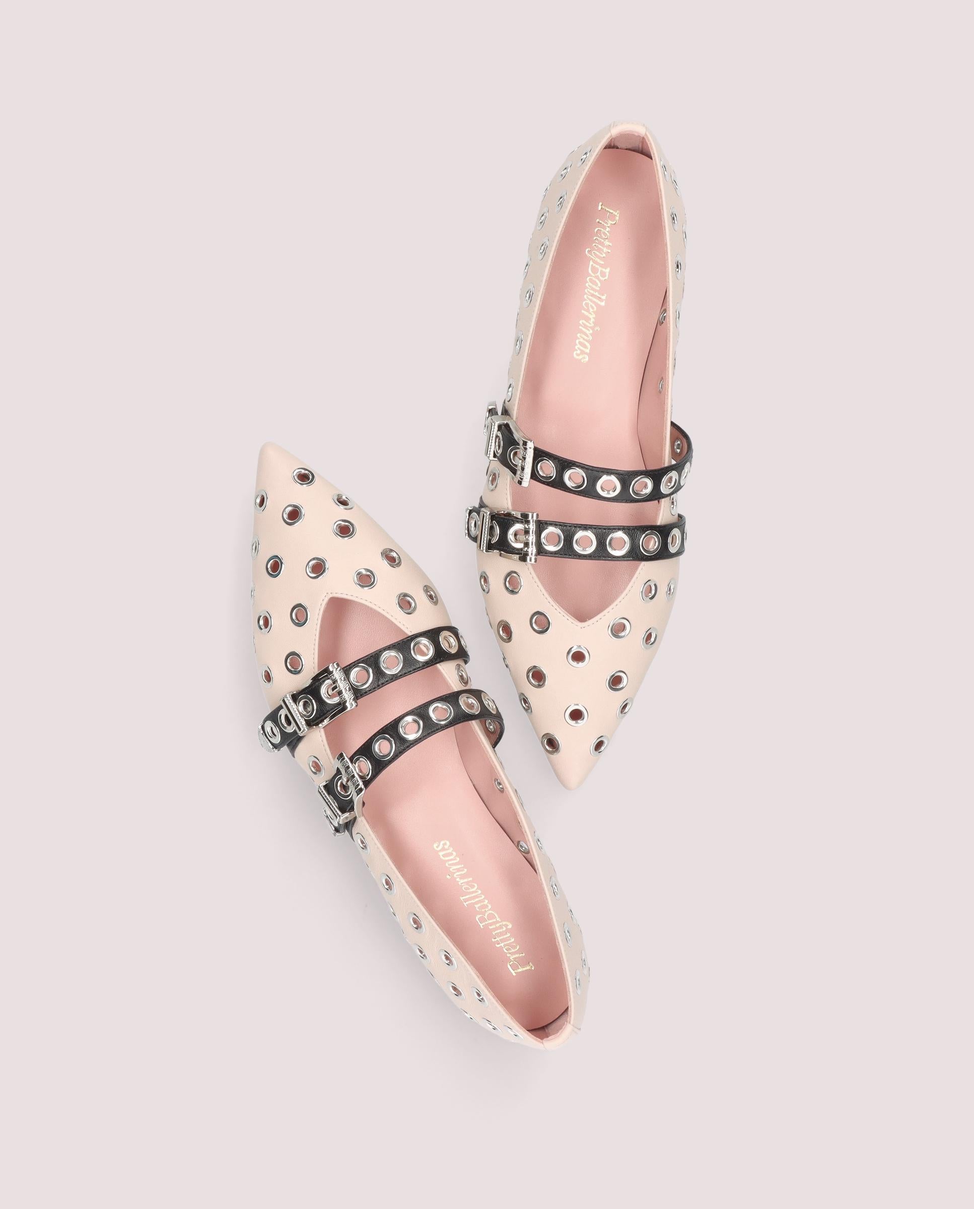 Ella Pink Leather Ballerinas