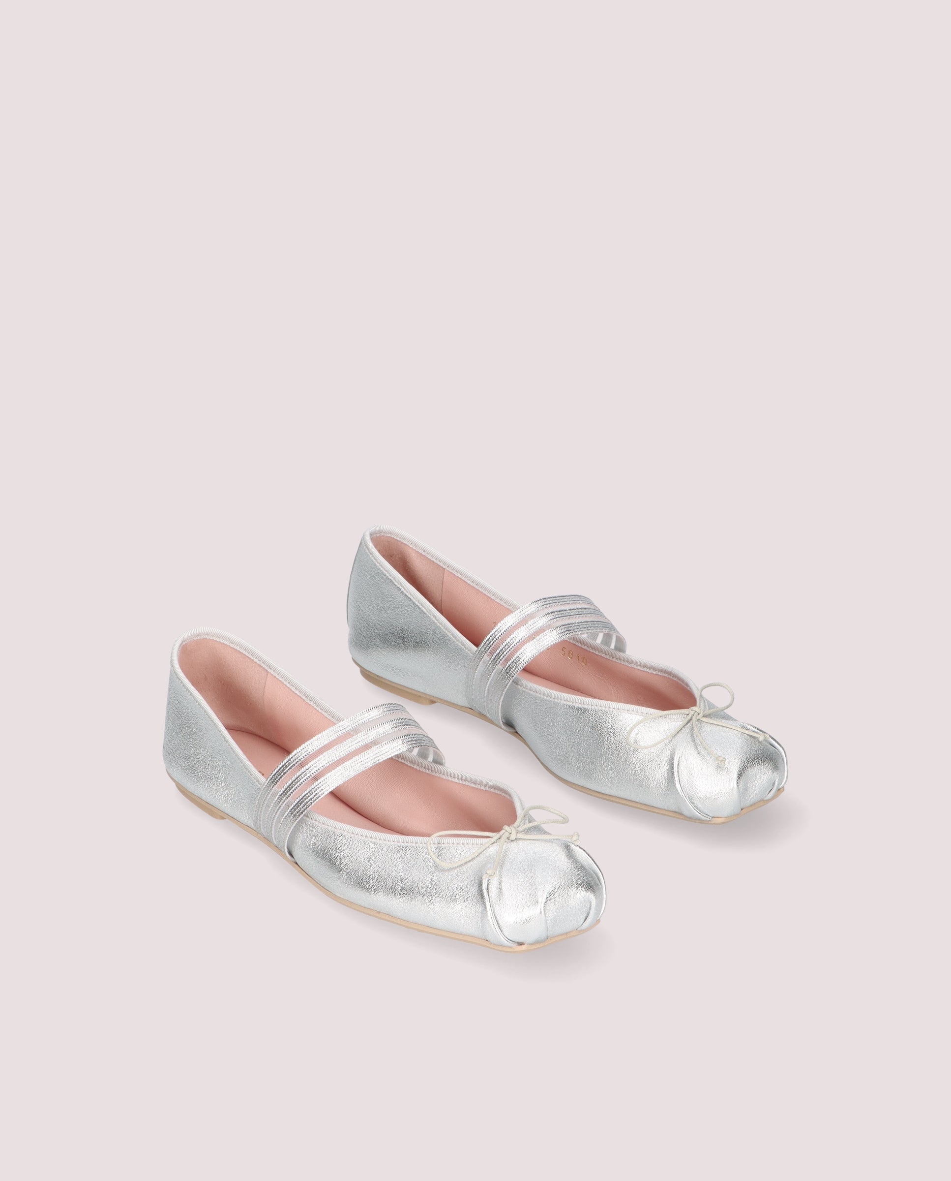 Kristen Silver Ballerinas Metallic Leather