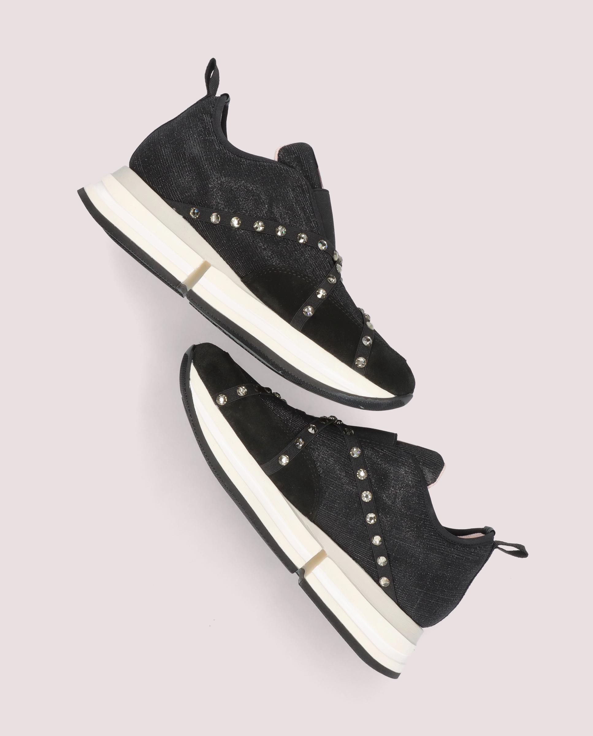 Christy Black Metallic Fabric Sneakers