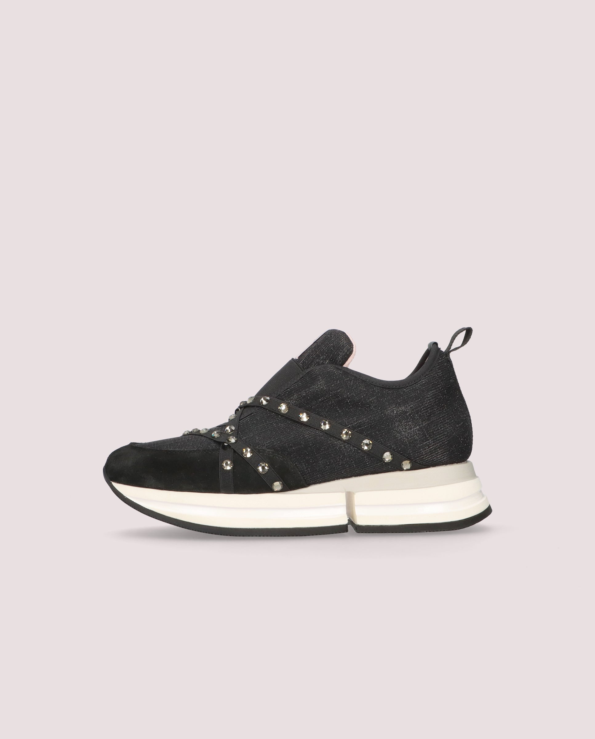 Christy Black Metallic Fabric Sneakers