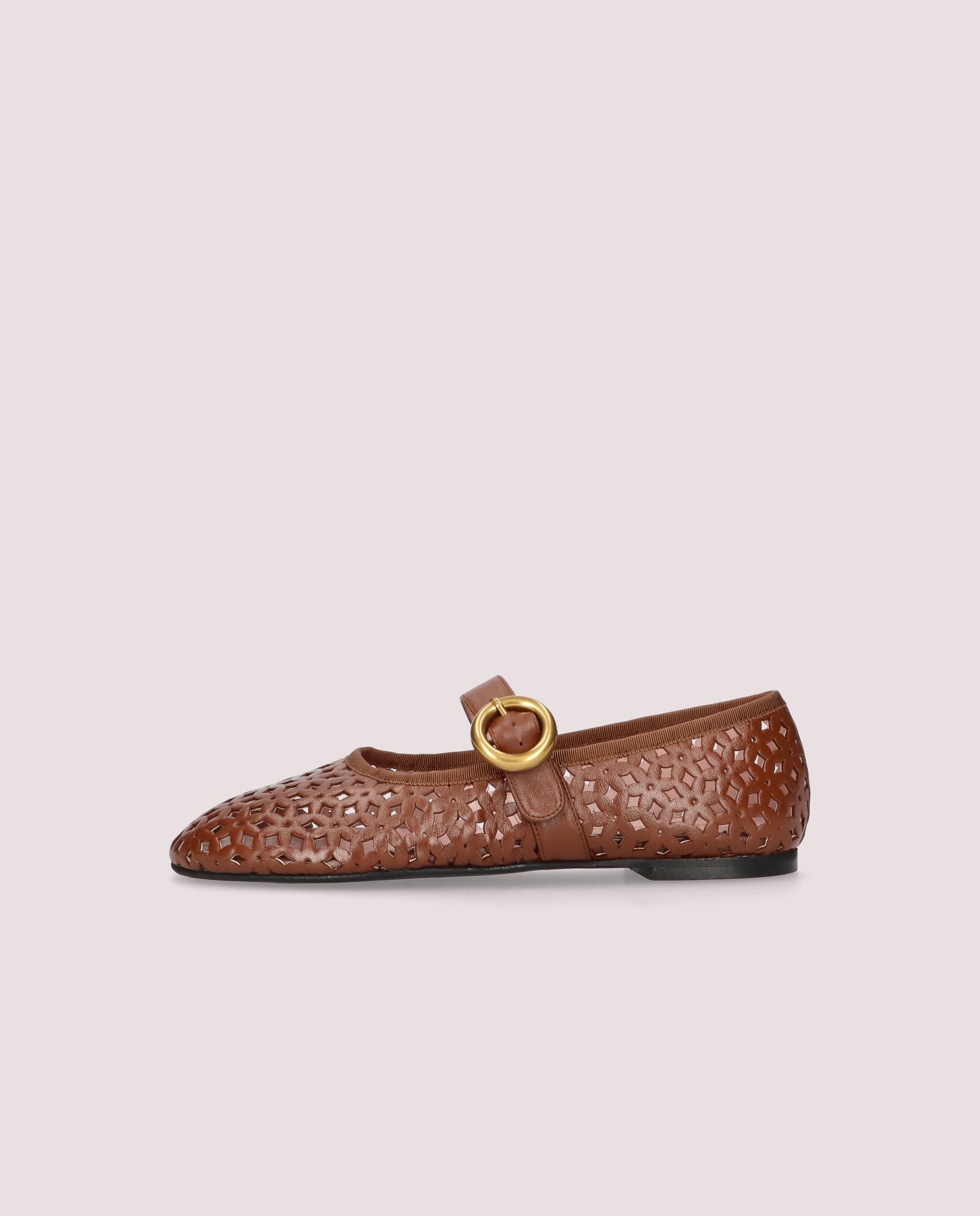 Georgia Brown Leather Ballet Flats