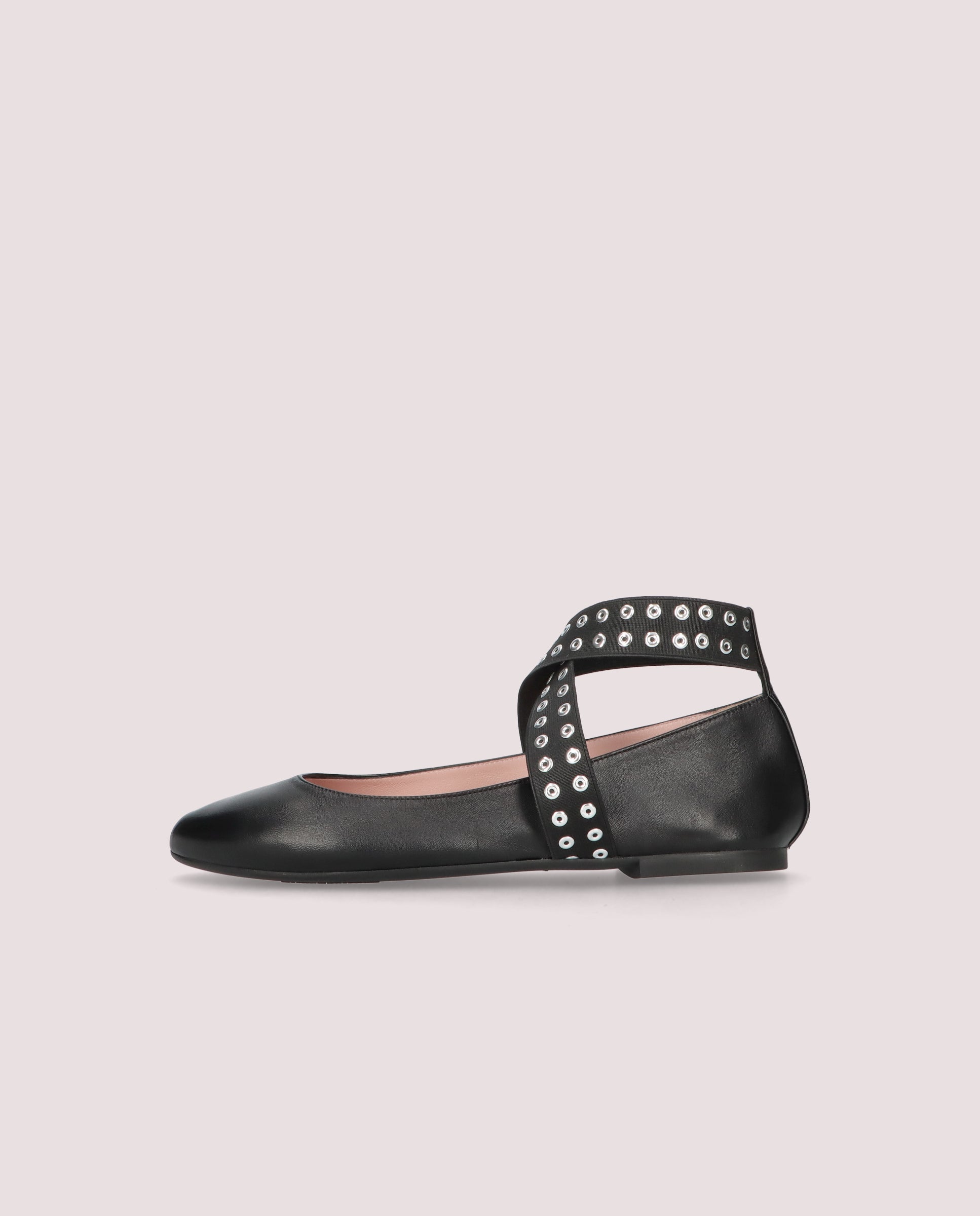 Nicole Black Leather Ballet Flats
