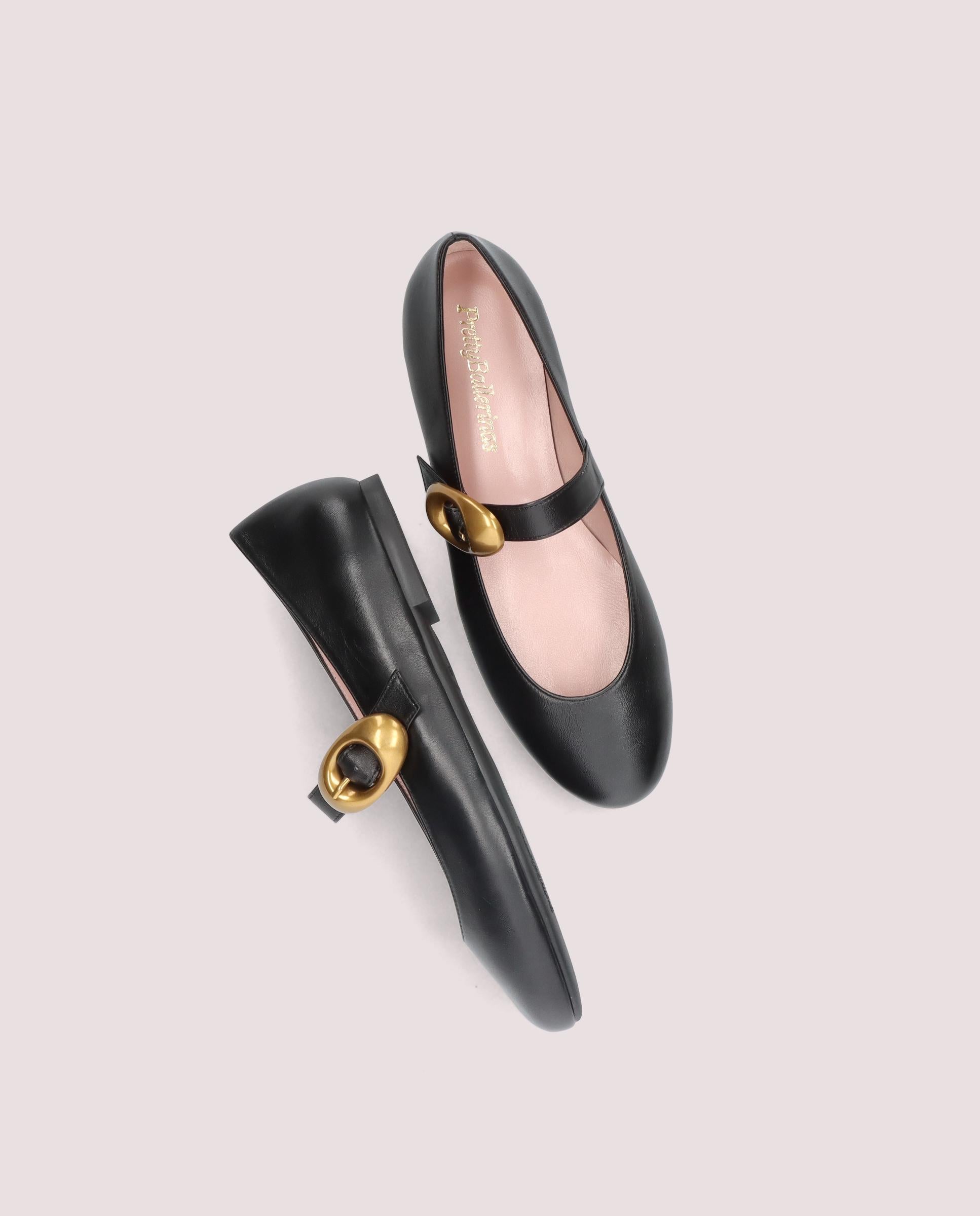 Nicole Black Leather Ballet Flats