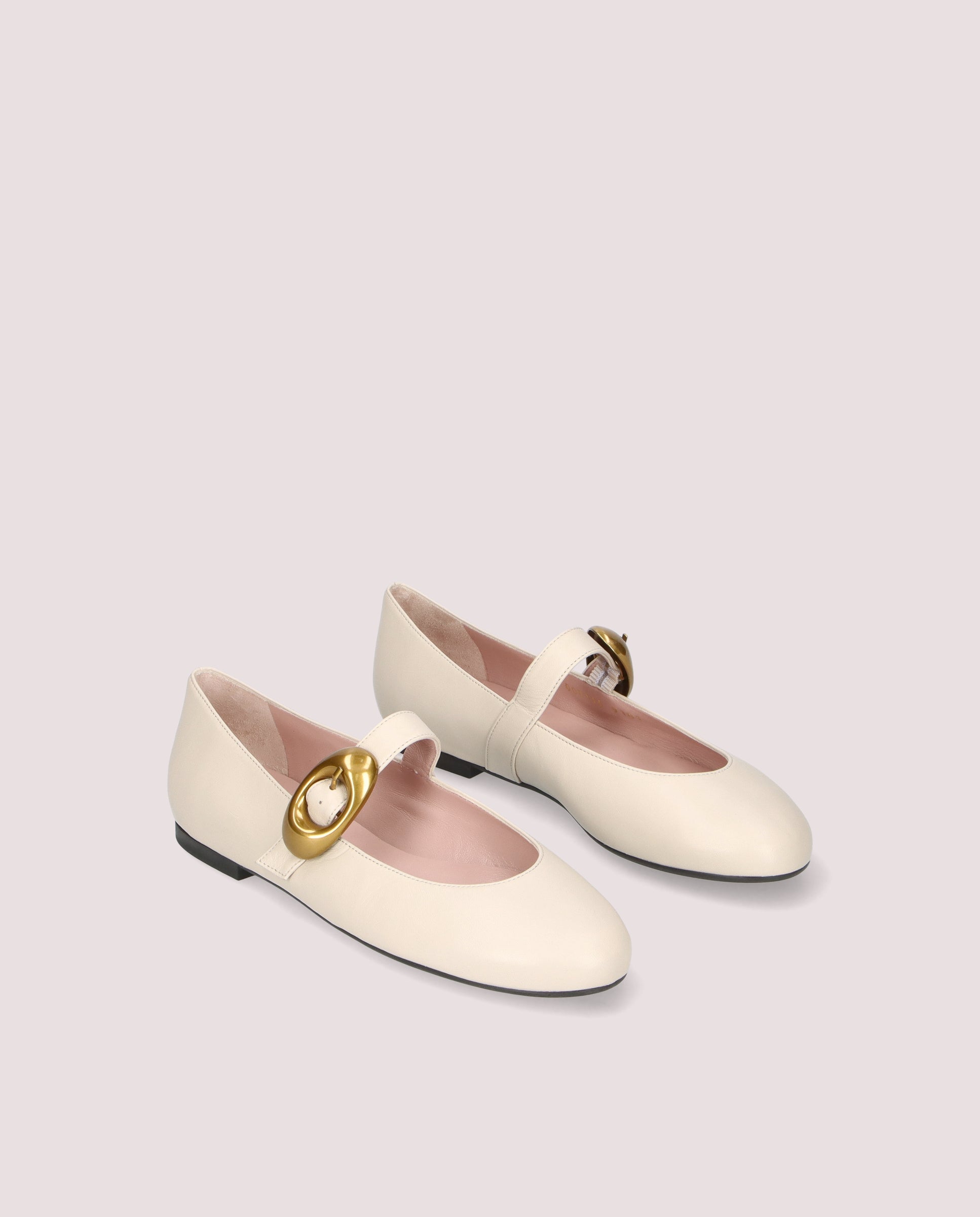 Nicole White Leather Ballet Flats