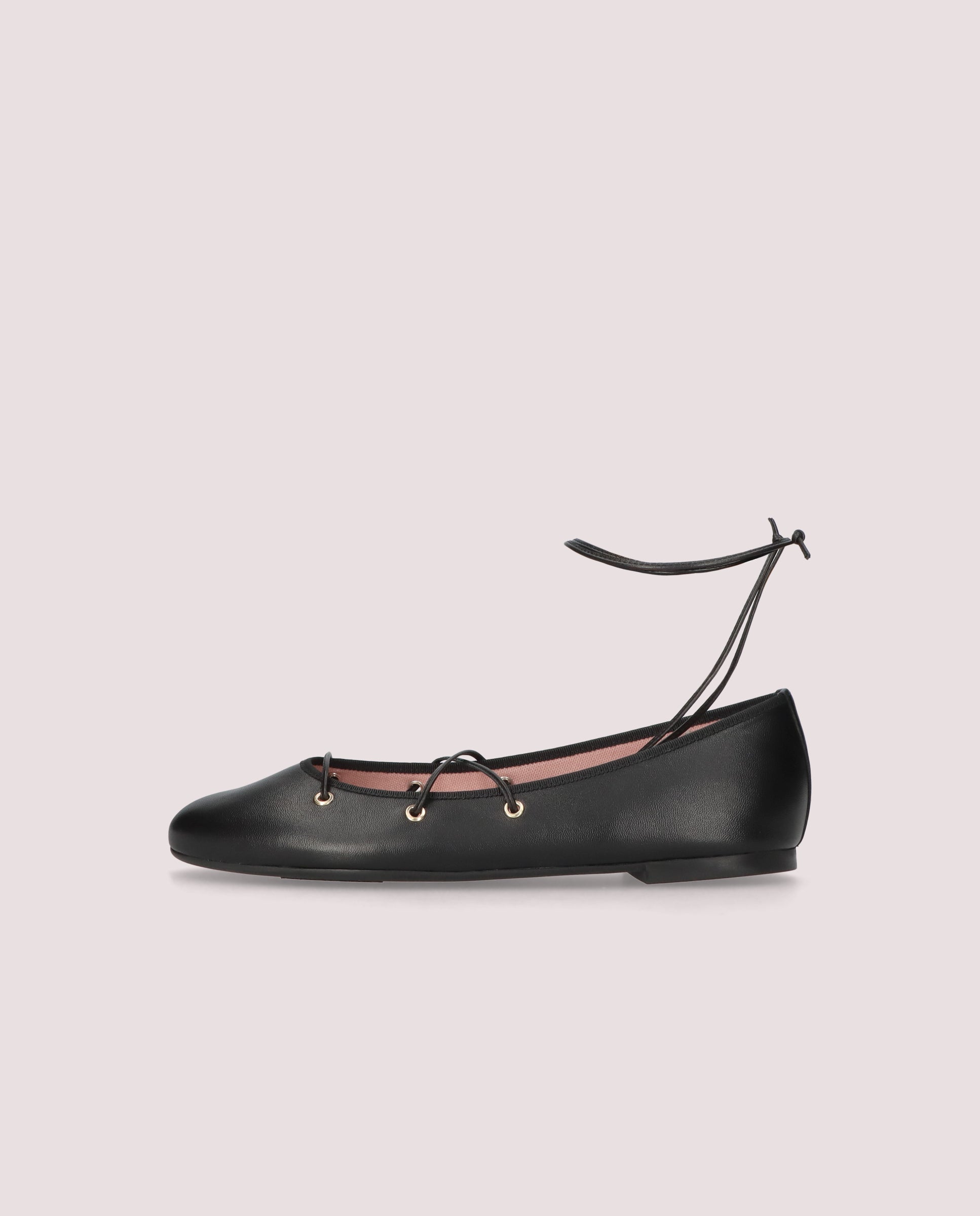 Nicole Black Leather Ballet Flats