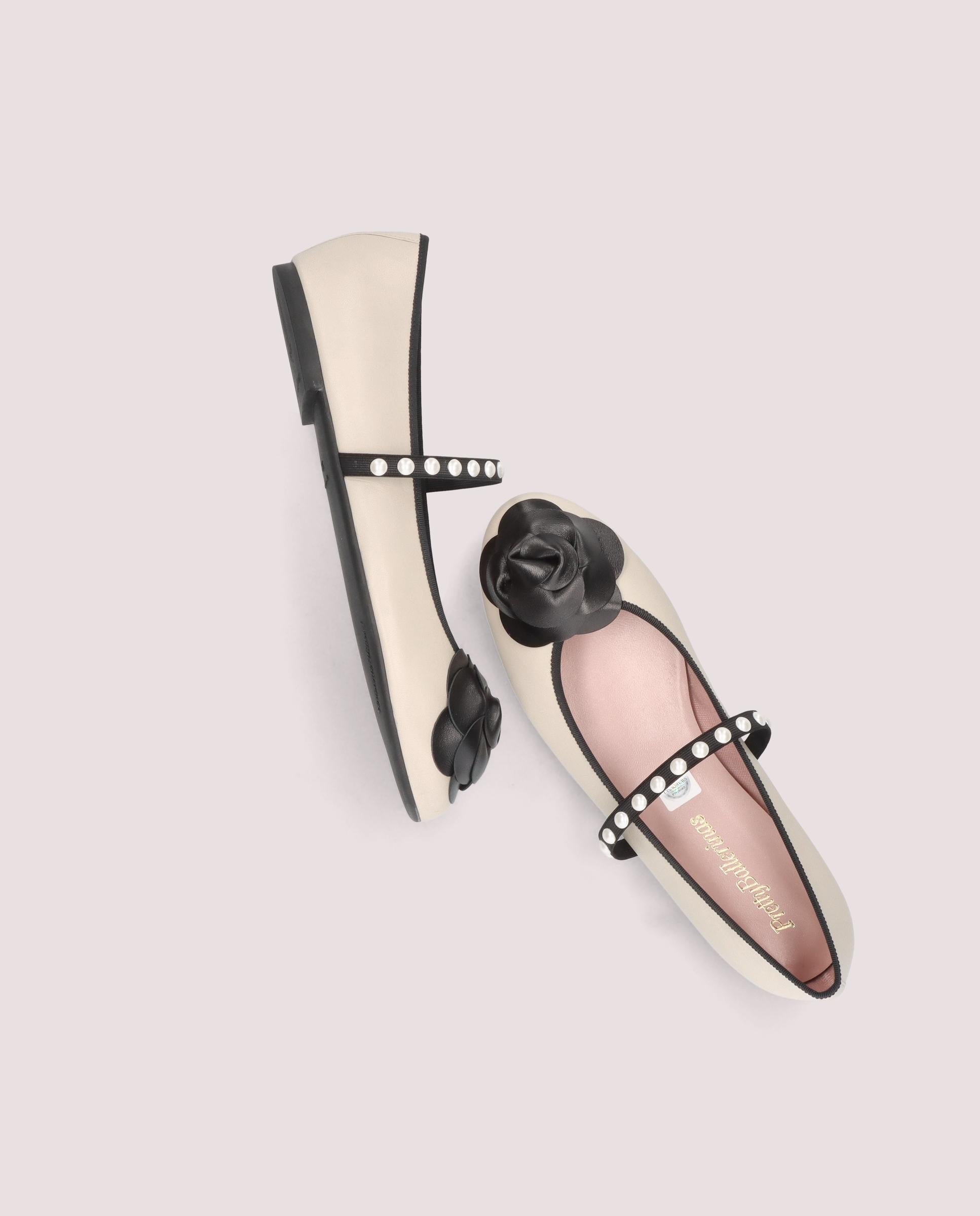 Nicole White Leather Ballet Flats