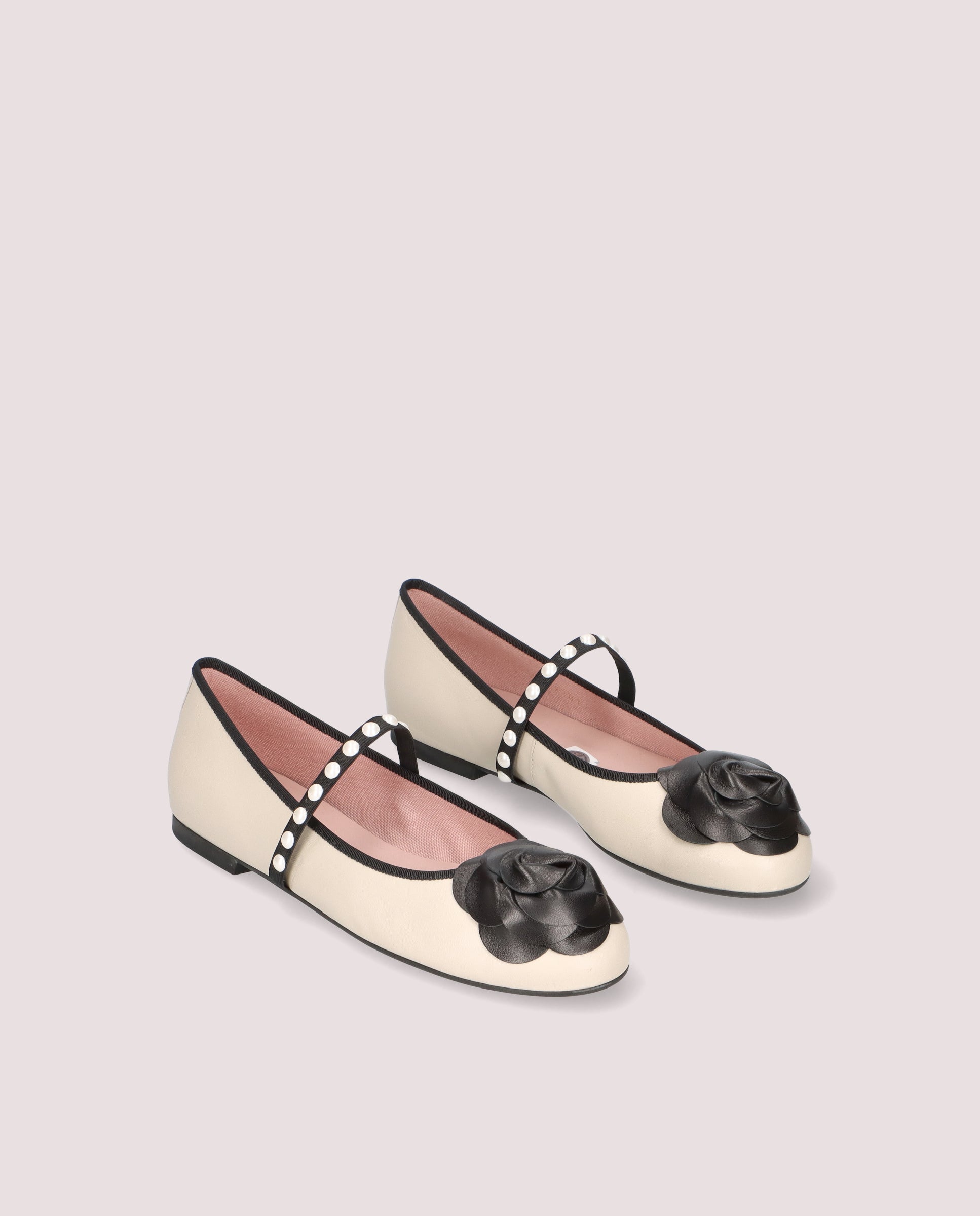 Nicole White Leather Ballet Flats