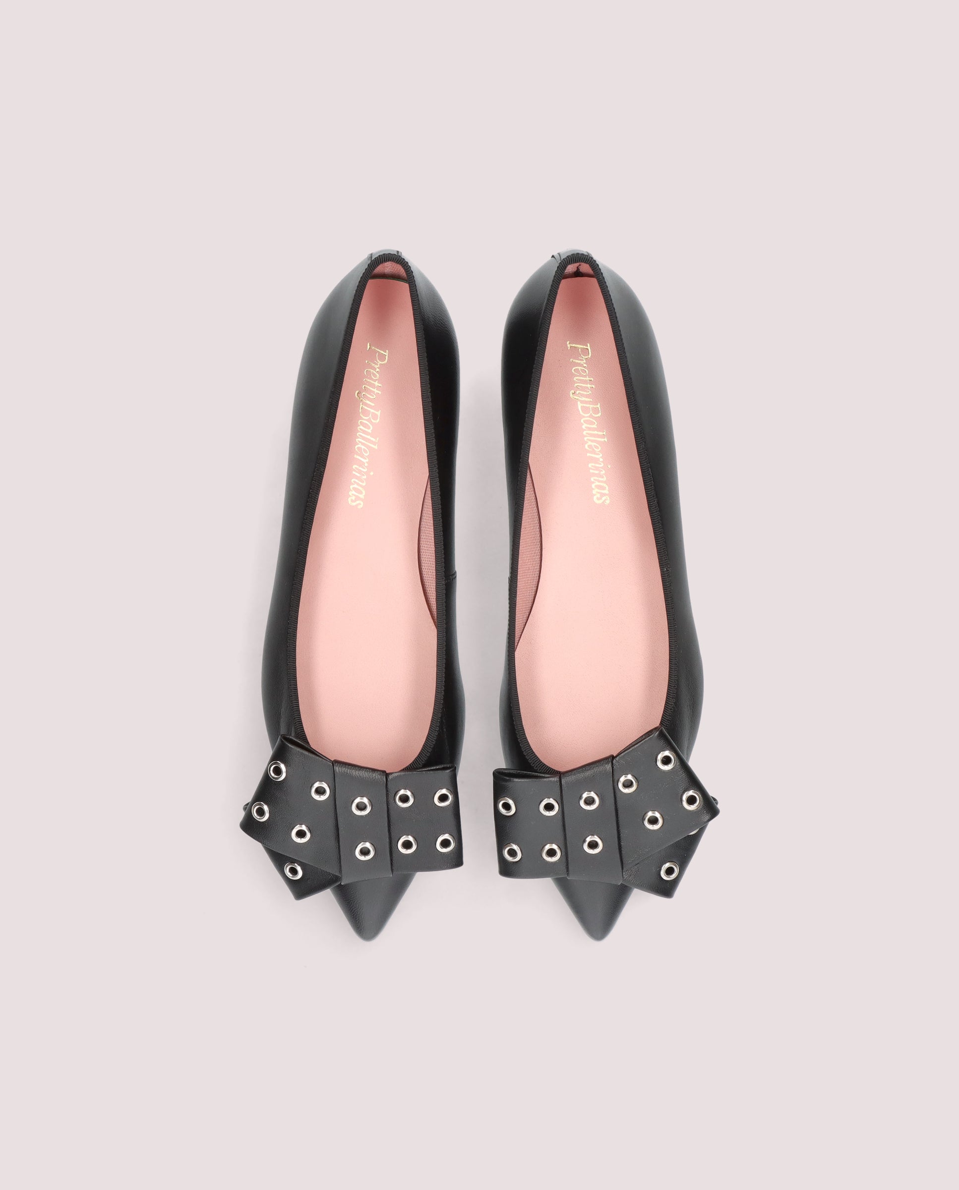 Black Leather Ella Ballet Flats