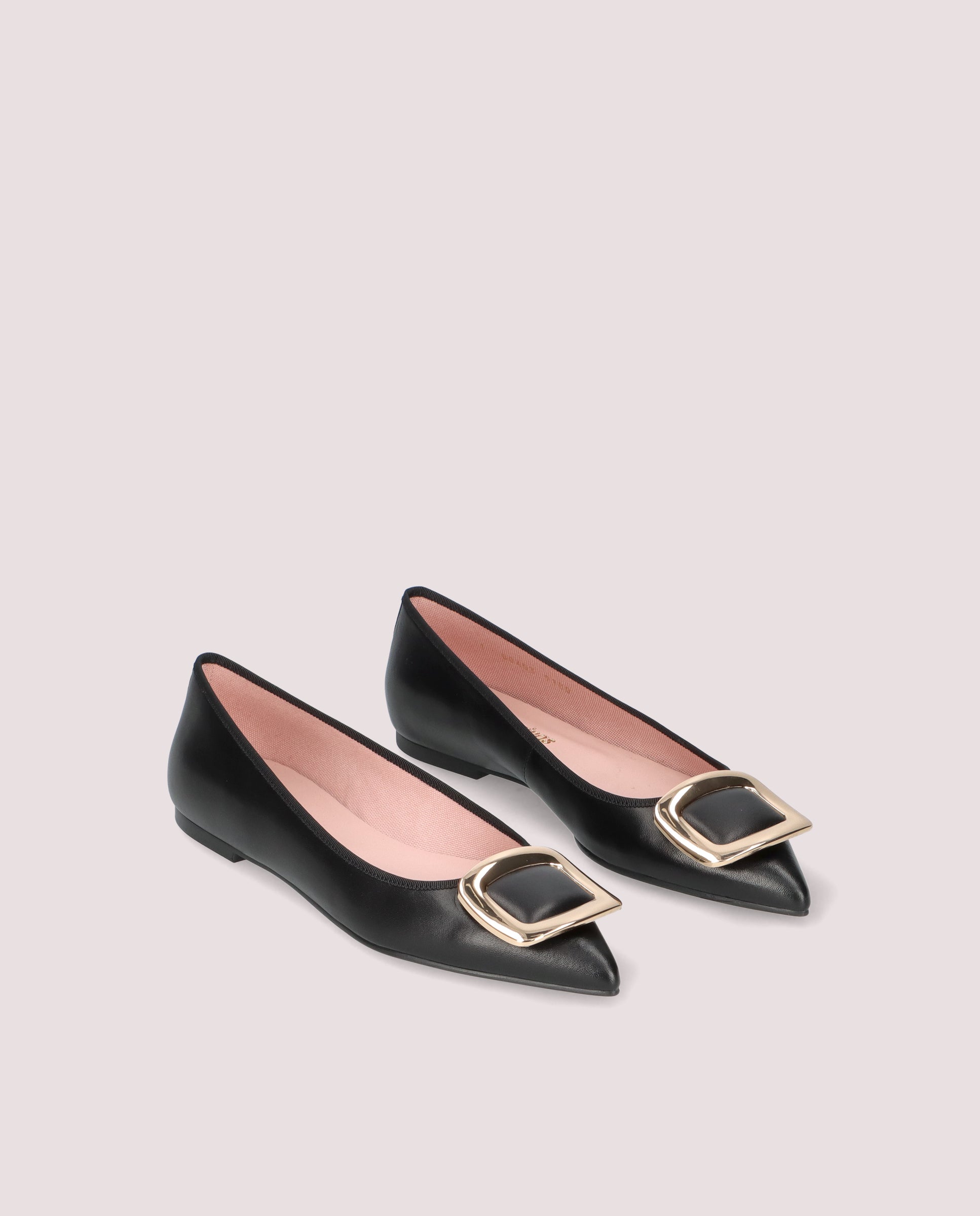 Black Leather Ella Ballet Flats