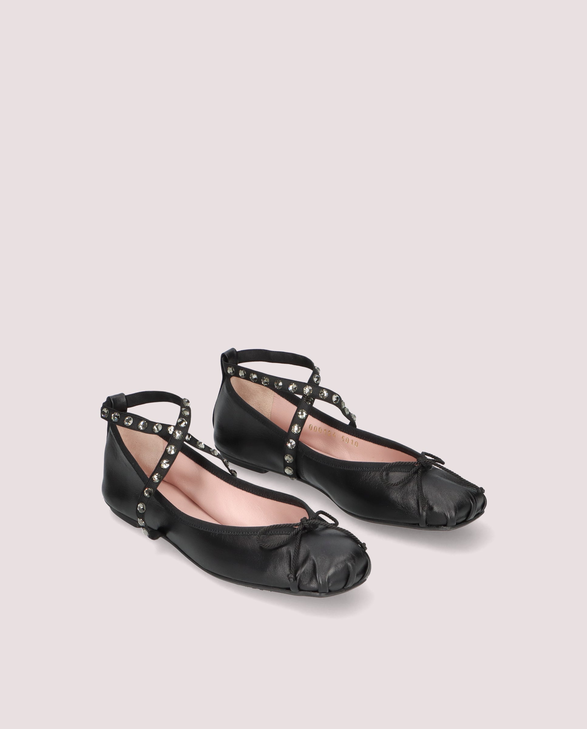 Kristen Black Leather Ballet Flats