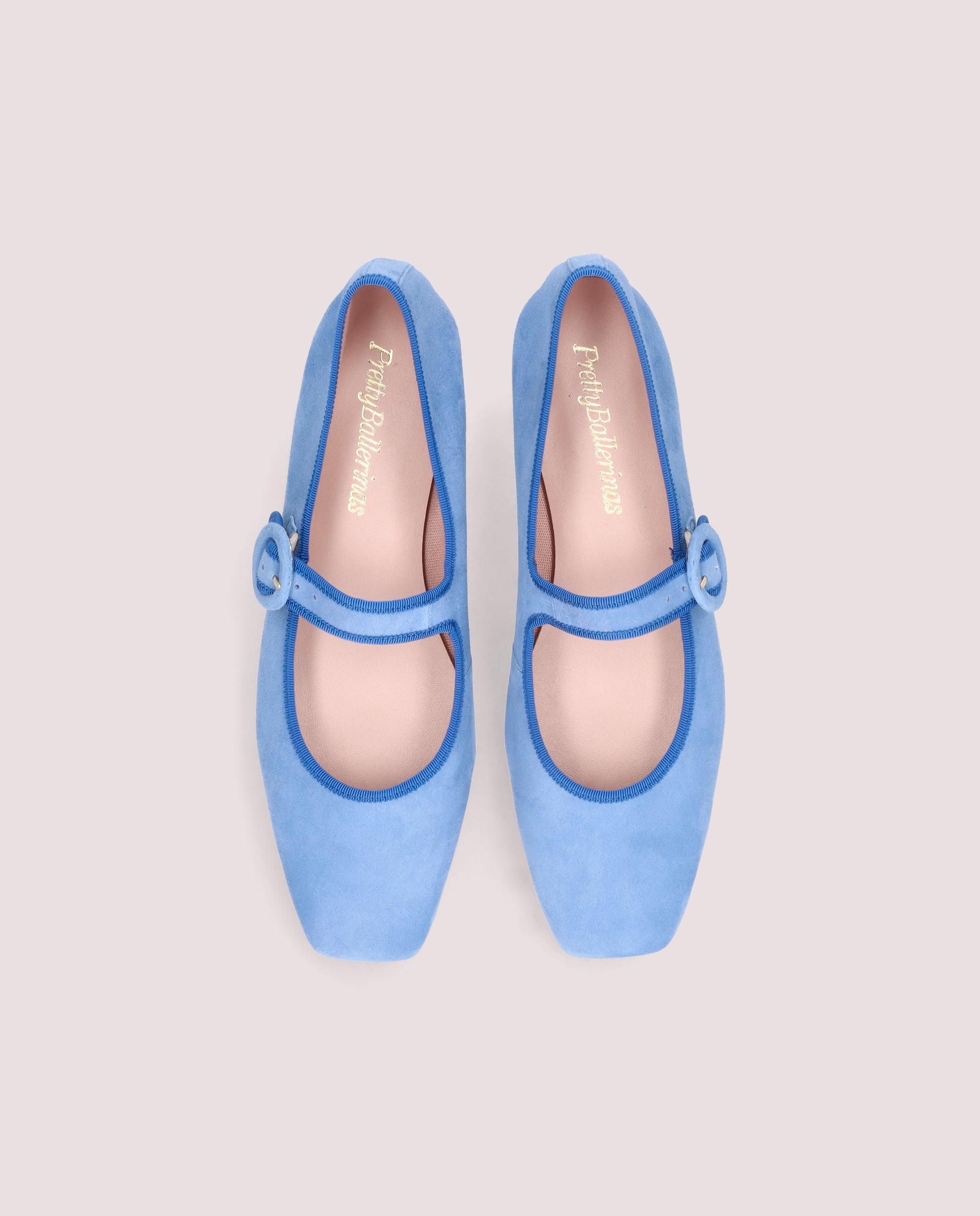 Pretty ballerina 水色 パンプス Camille Blue Suede Ballet Flats