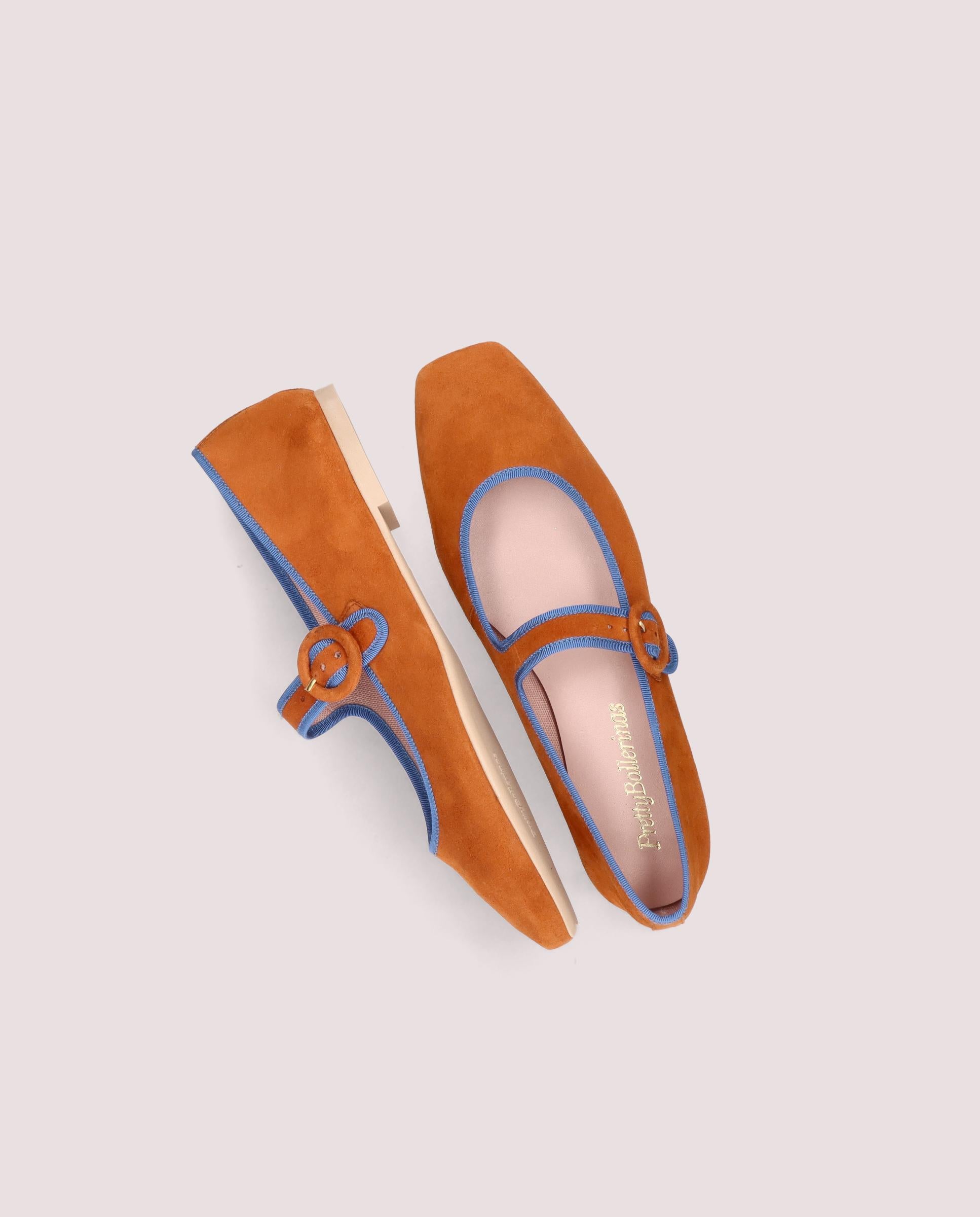 Camille Orange Suede Ballet Flats