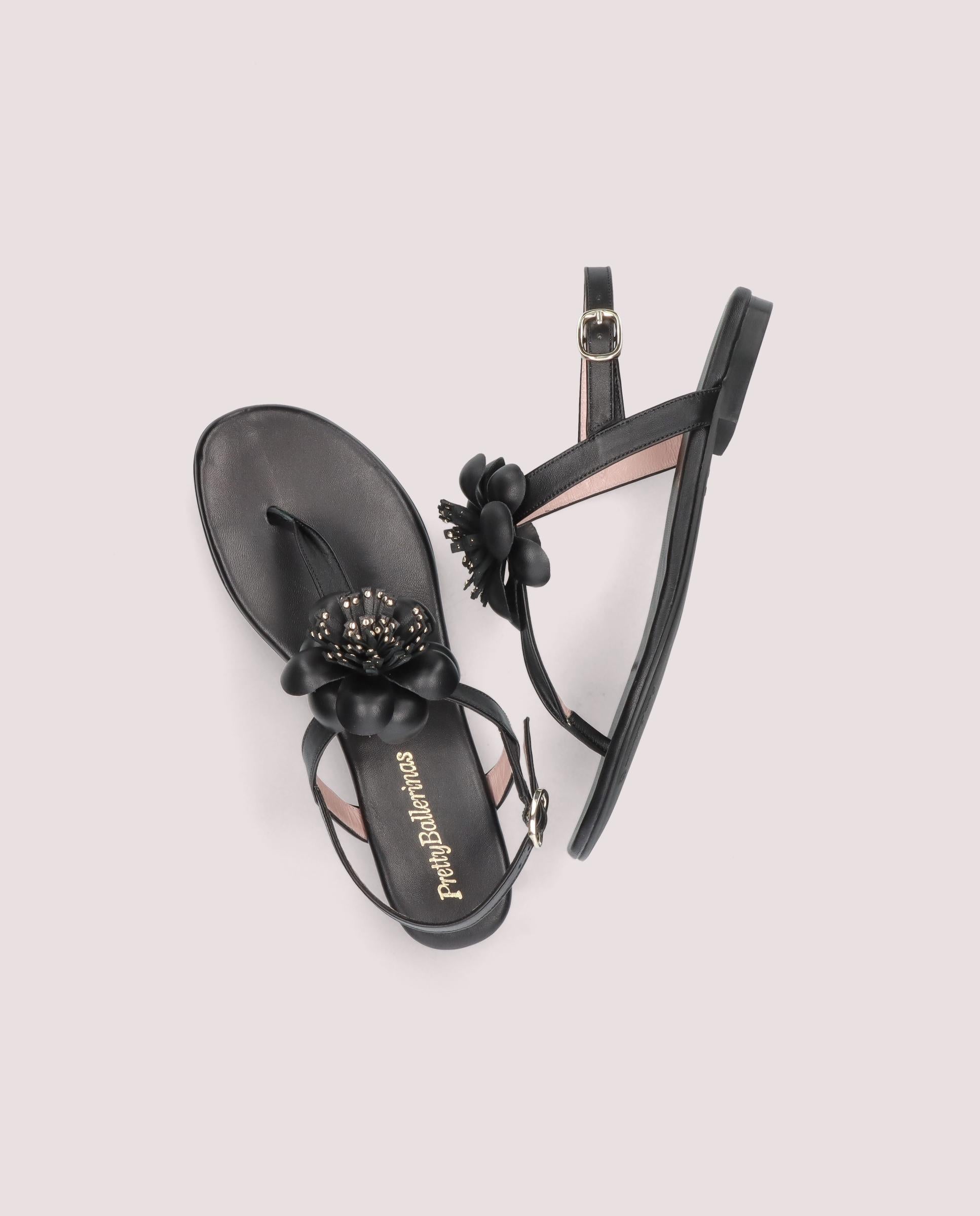 Judy Black Leather Sandals