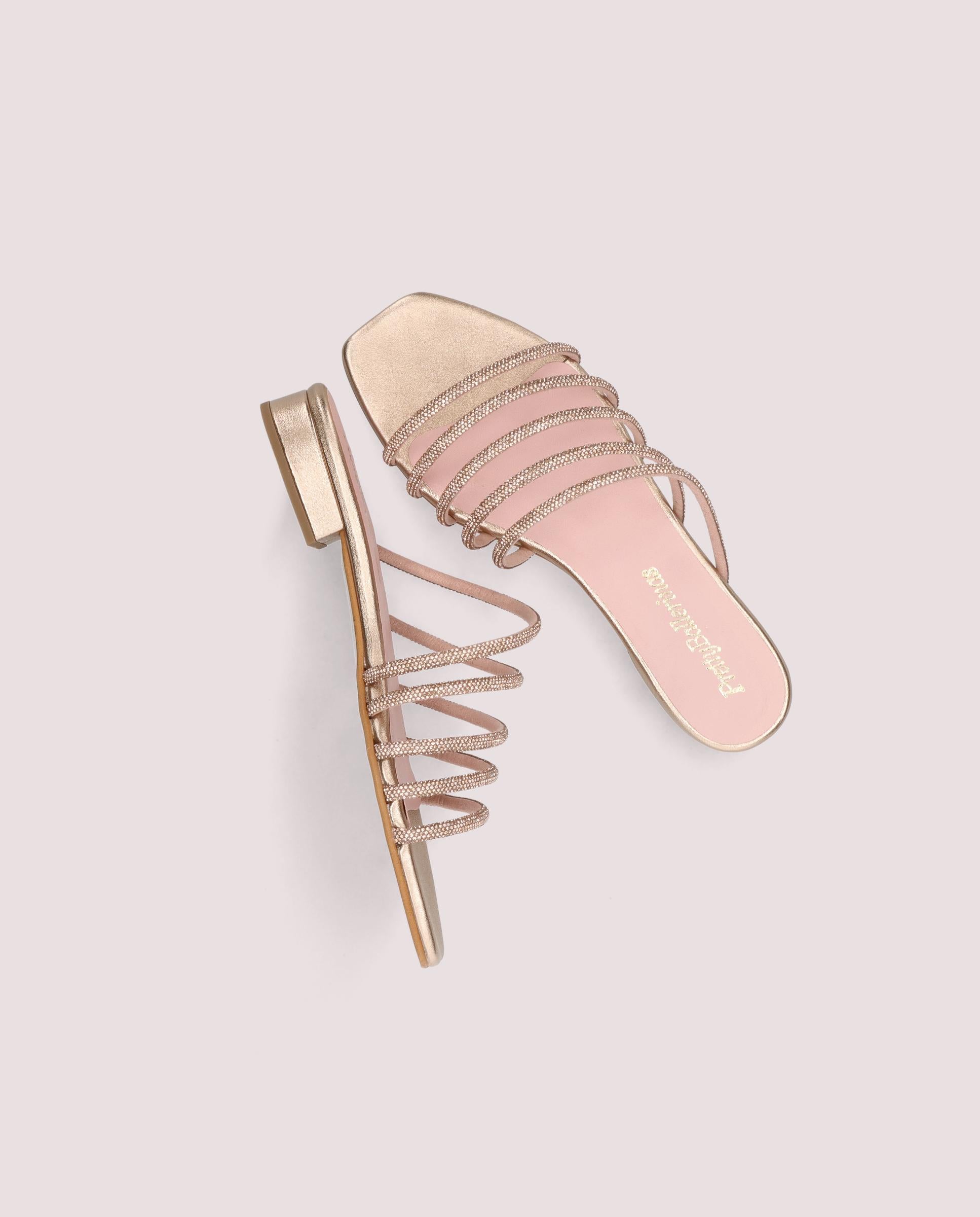 Eva Sandals Gold Metallic Leather